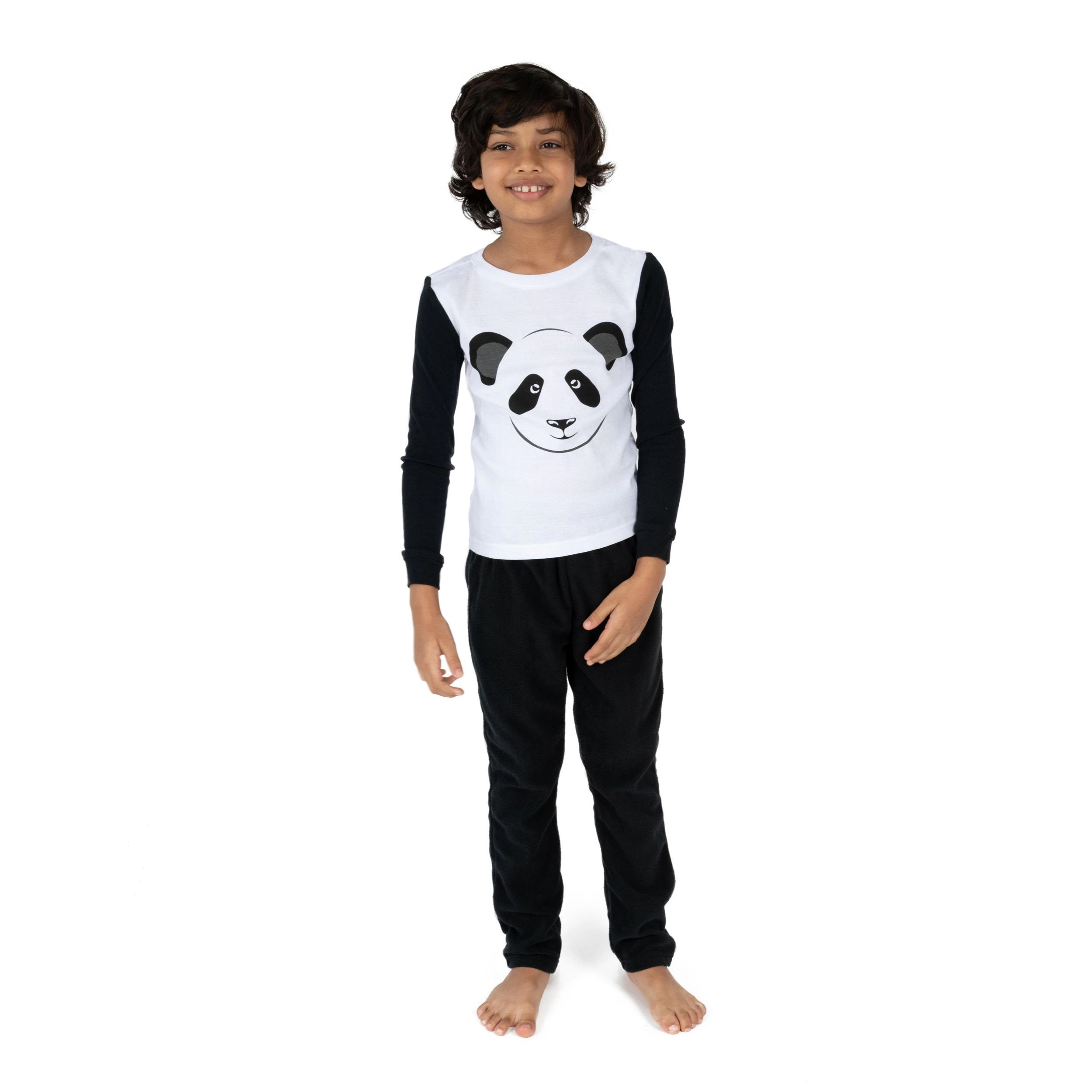 Leveret Toddler/Kids Cotton Top & Fleece Pants Animal Pajama Set