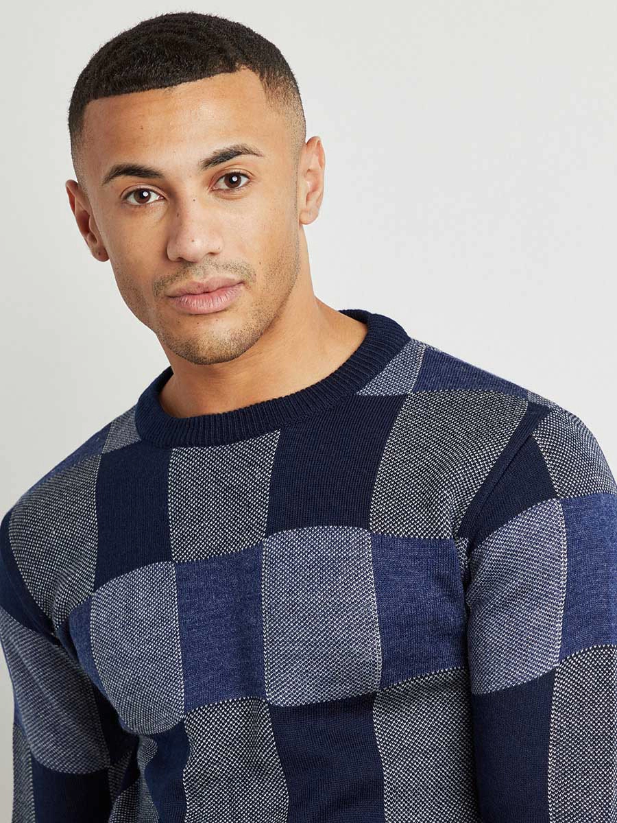 Campus Sutra Block Check Pullover Sweater