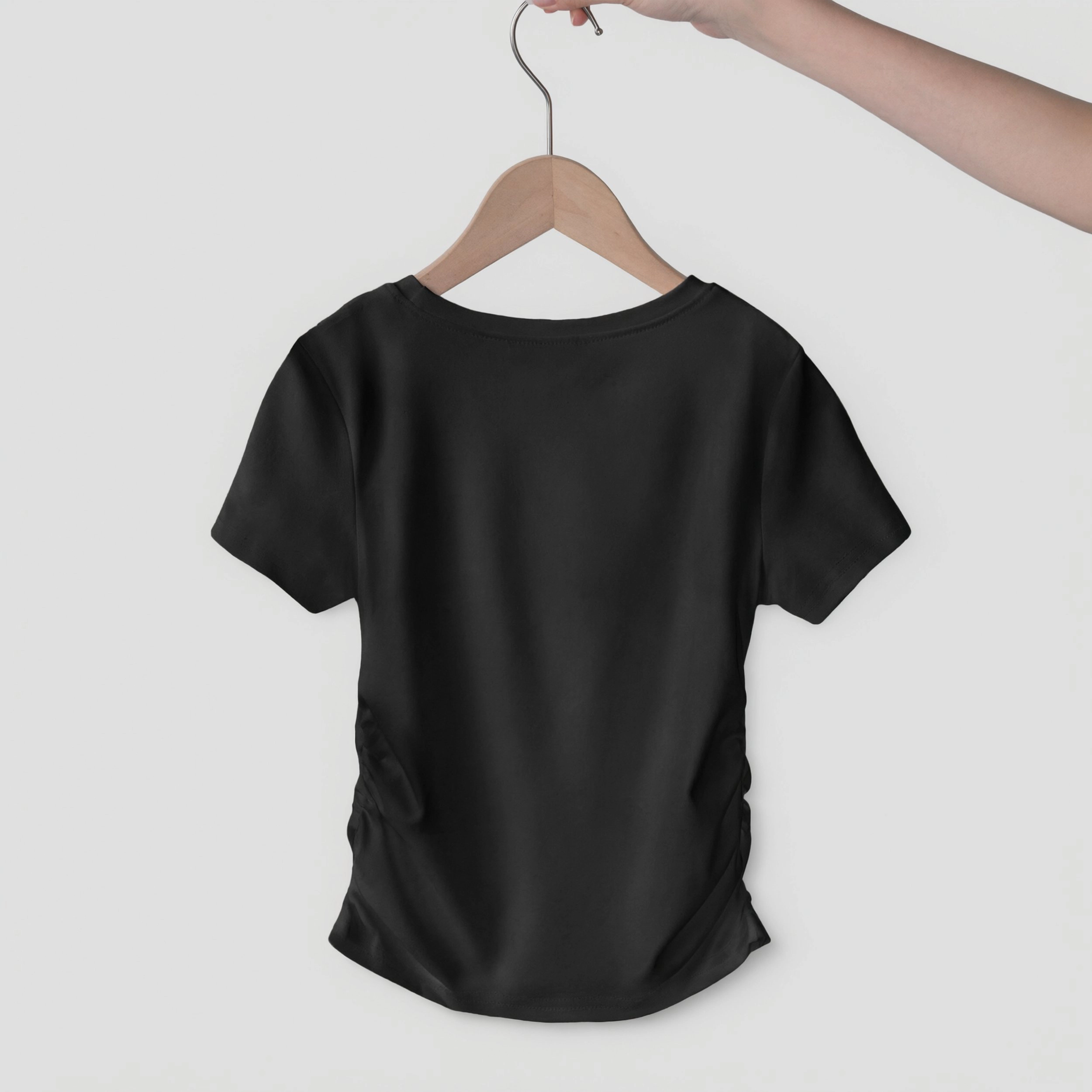 Arshiner Girl's Short Sleeve Side Ruched Round Neck Casual T-shirt