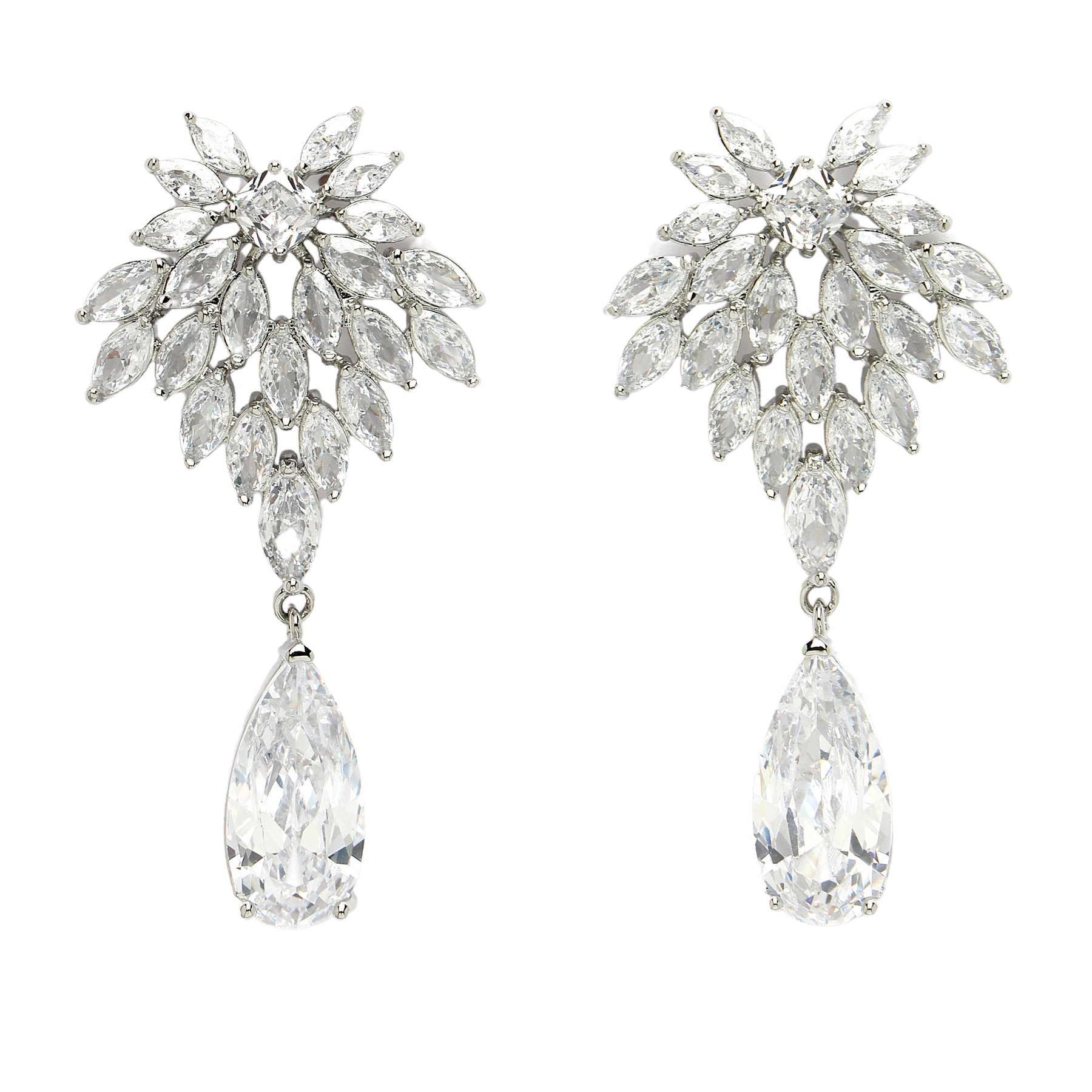 AGP PARIS Womens Diva Collection Elegant Zirconia Leafy Drop Earrings