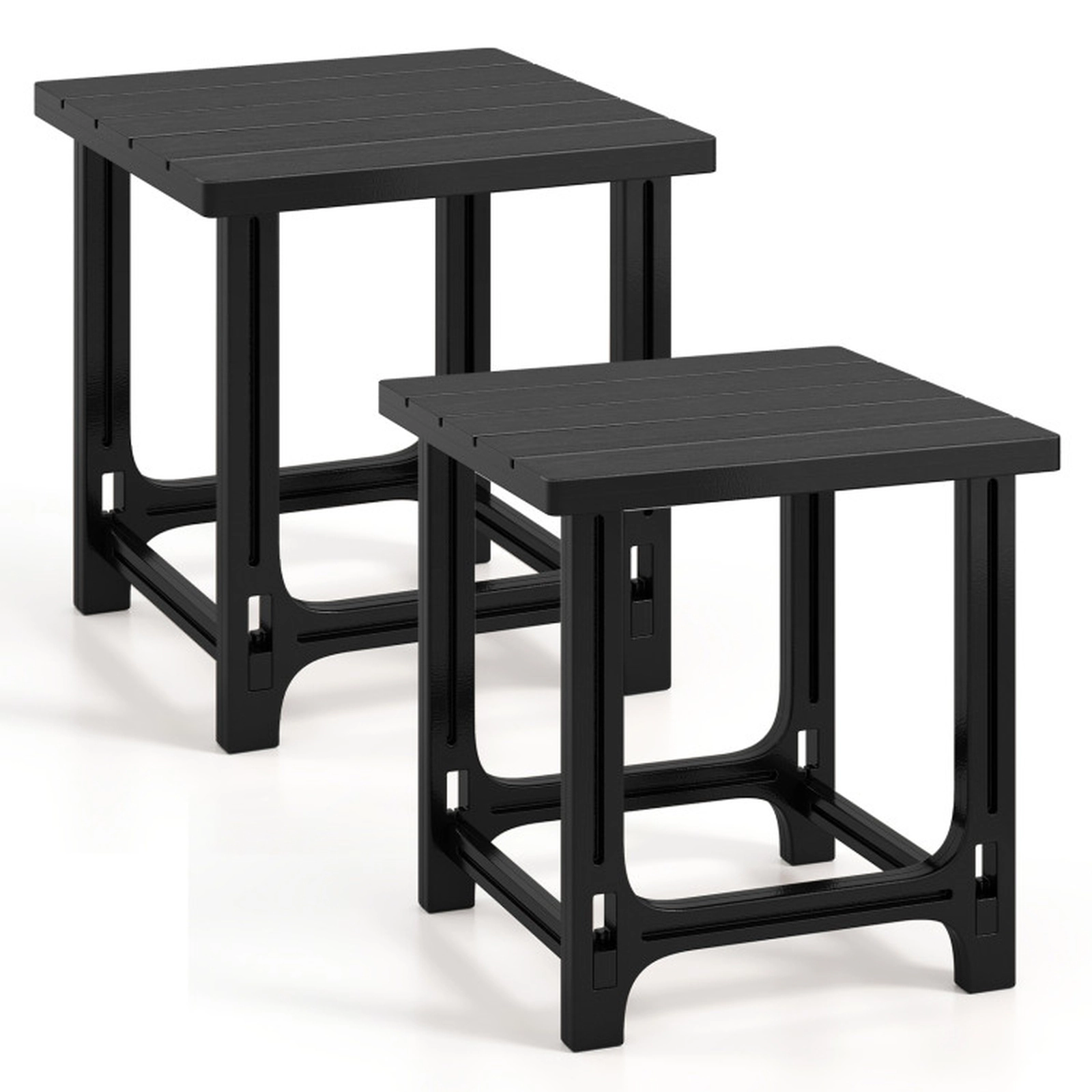 SUGIFT Set of 2 Black 18.5-Inch HDPE Adirondack Patio Side Tables