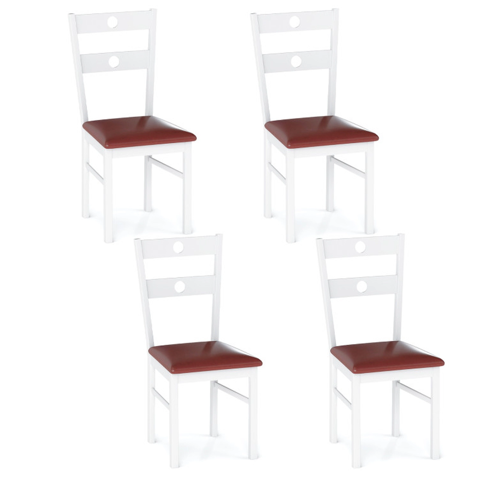 SUGIFT Armless Wooden Dining Chairs 330-lb Capacity with Hollowed Backrest Walnut/White Frame Black/Brown Seat