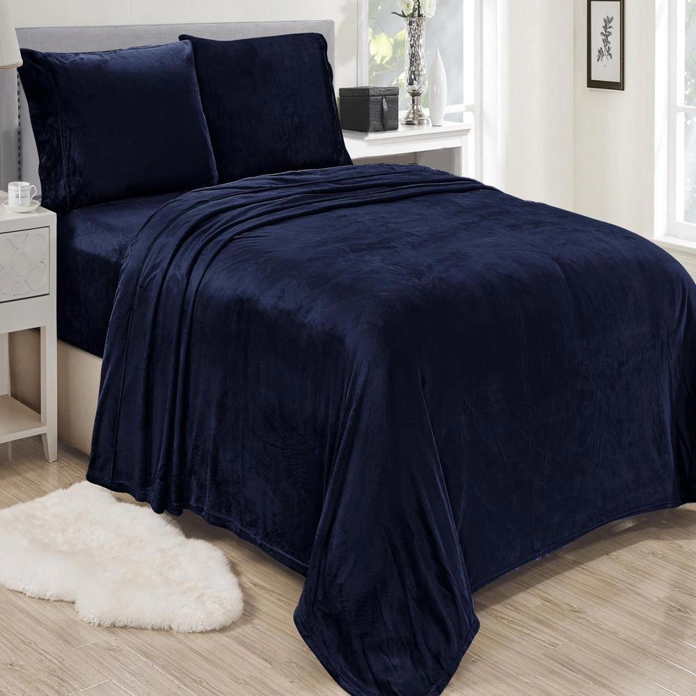 Lavana Microplush Ultra Premium All Season Soft Brushed Sheet Sets Navy by Plazatex