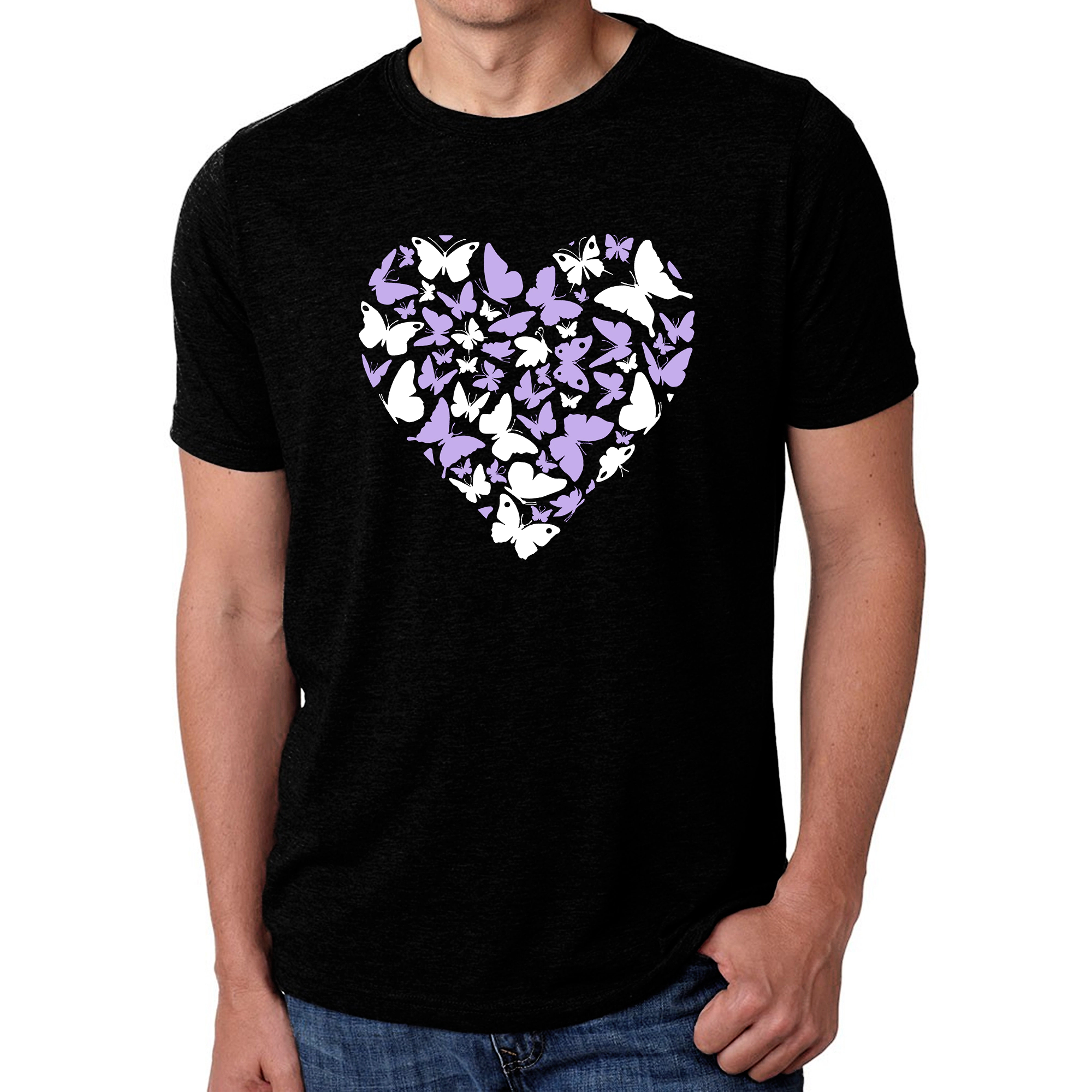 LA Pop Art Men's Cotton-Poly T-Shirt - Butterfly Heart