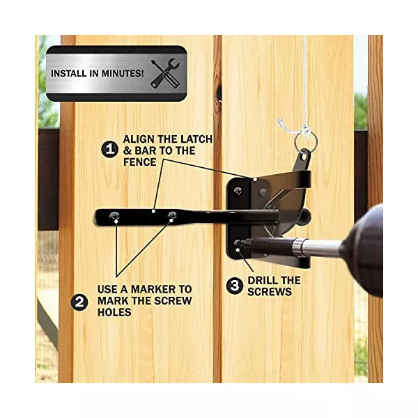 Sperric Automatic self Locking gate Latch for Wooden Fence, gate, Door, Metal Gravity Lever