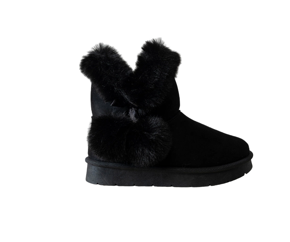 Bebe Girl's Cozy Boot with Fur Trim and Pom Detail