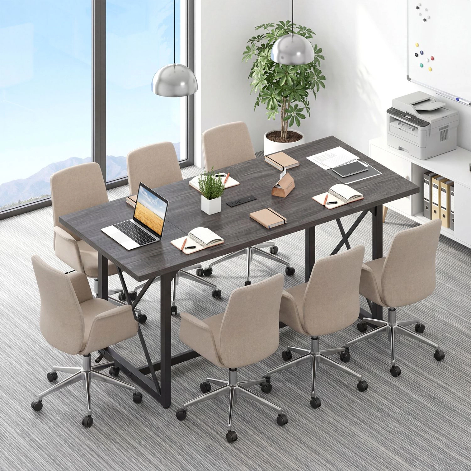 SlickBlue 6FT Conference Table with Power Outlets for 6-8 People