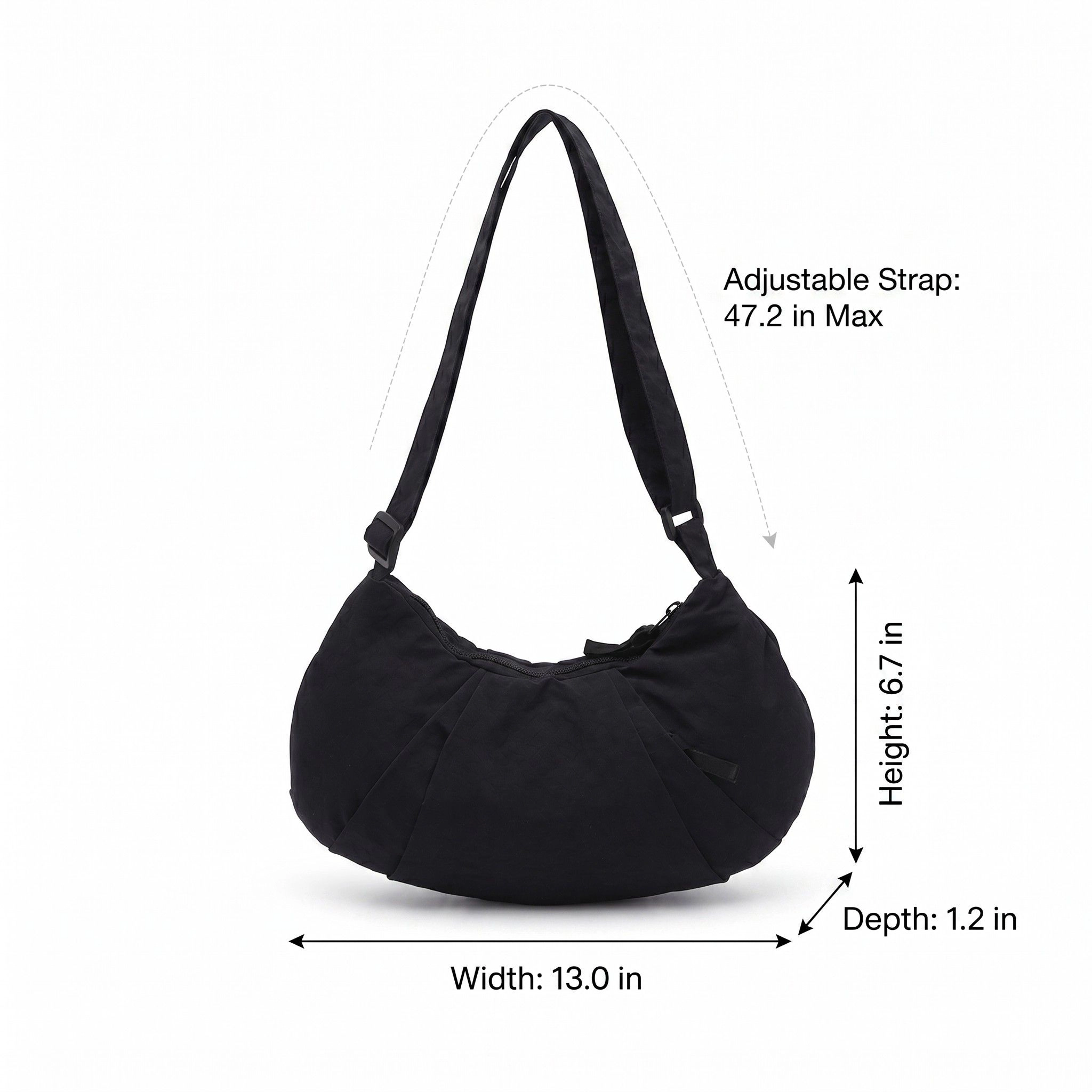 Alilang Women's Lightweight Nylon Crescent Crossbody Bag Adjustable Strap Casual Everyday Shoulder Bag, Soft Beige