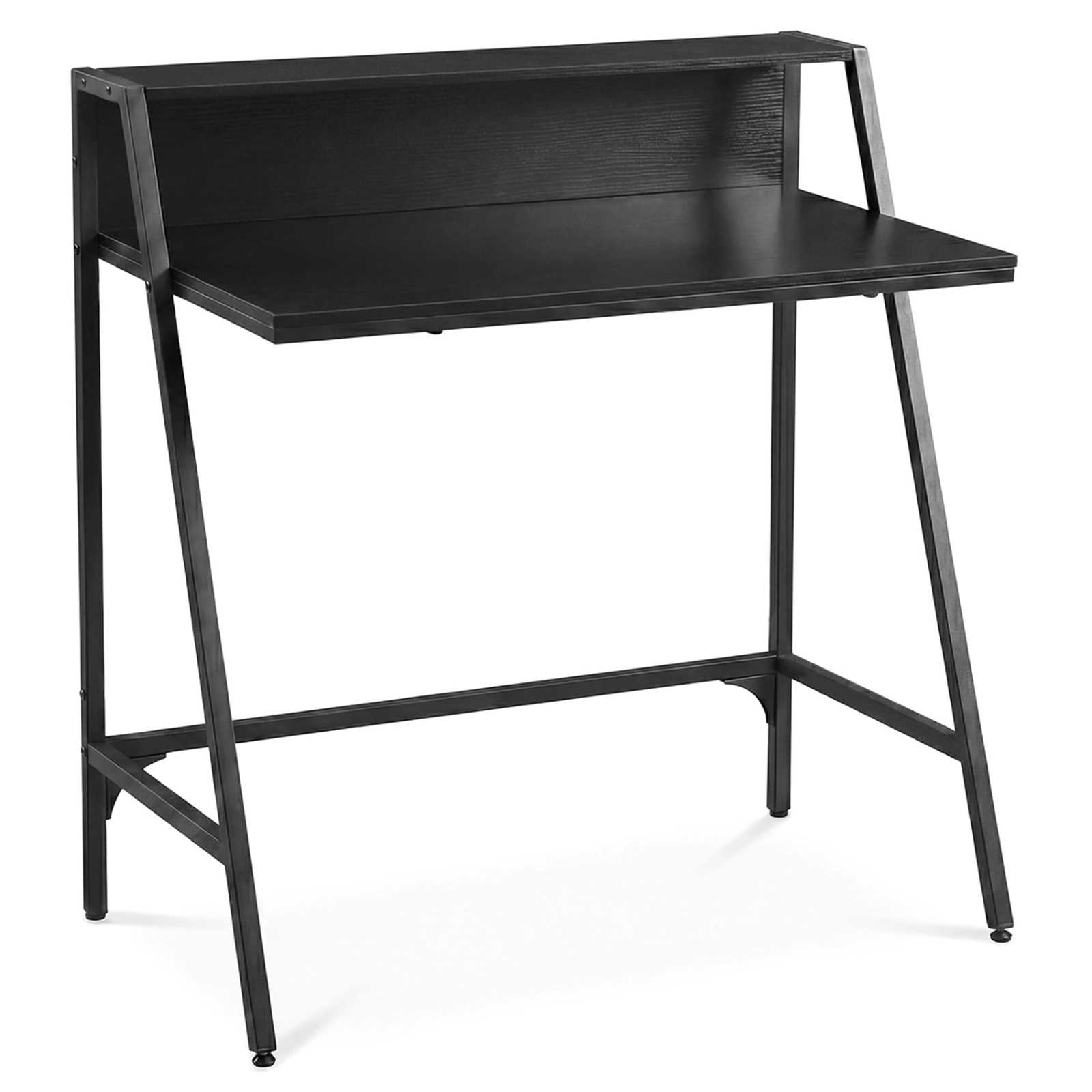 SUGIFT 31.5-in Industrial Writing Desk with Raised Shelf Metal Frame 220-Lb Capacity Rustic Brown/Black Small Desk