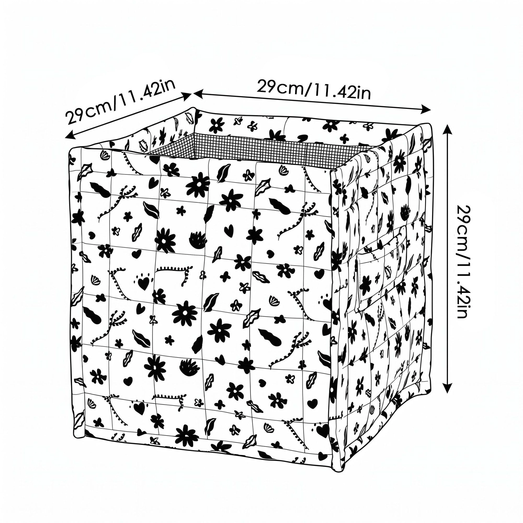 Alilang Unisex Quilted Floral Storage Cube Bin with Side Handle 11.4 Inch