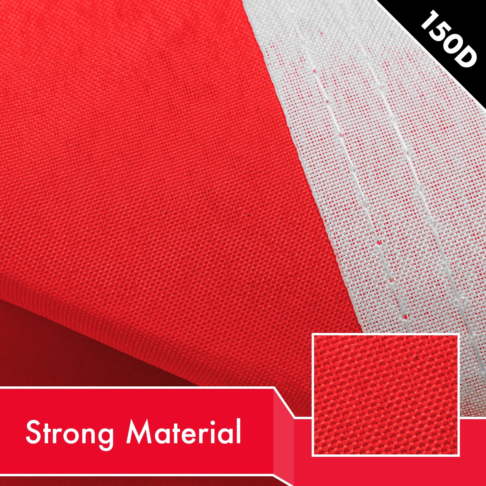 G128 Solid Red Flag 2x3 Ft - LiteWeave Pro 150D Polyester, Brass Grommets, Double-Needle Stitching
