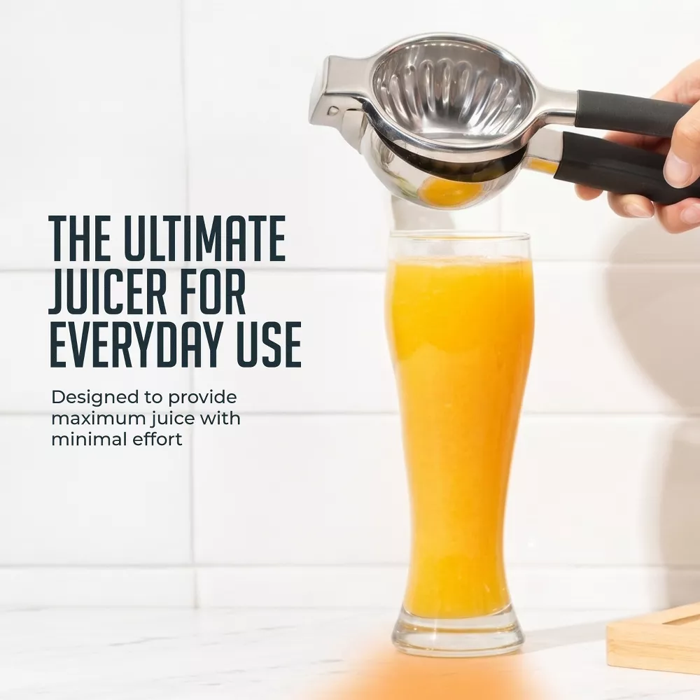 Luminuxe Stainless Steel Lemon Squeezer–Large Manual Citrus Juicer, Non-Slip Grip, for Lemon, Lime, and Orange Juicing