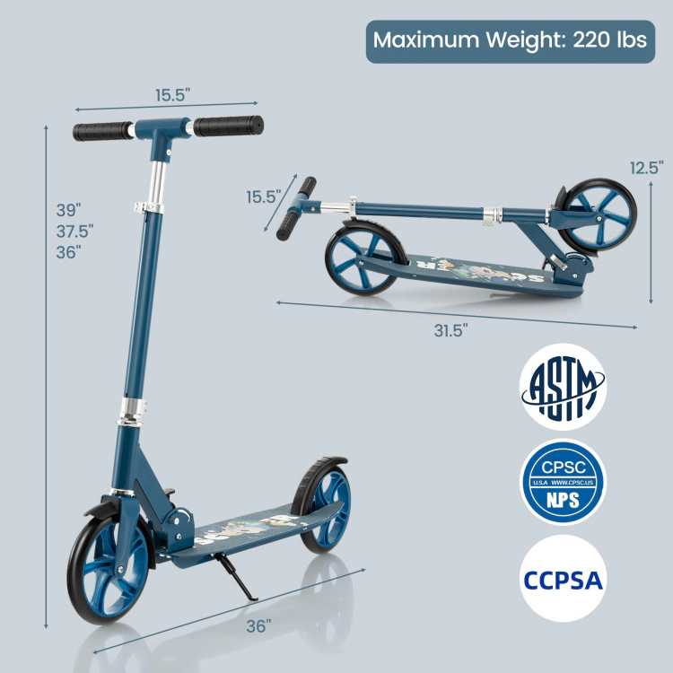 Hivvago Folding Aluminum Alloy Scooter with 3 Adjustable Heights