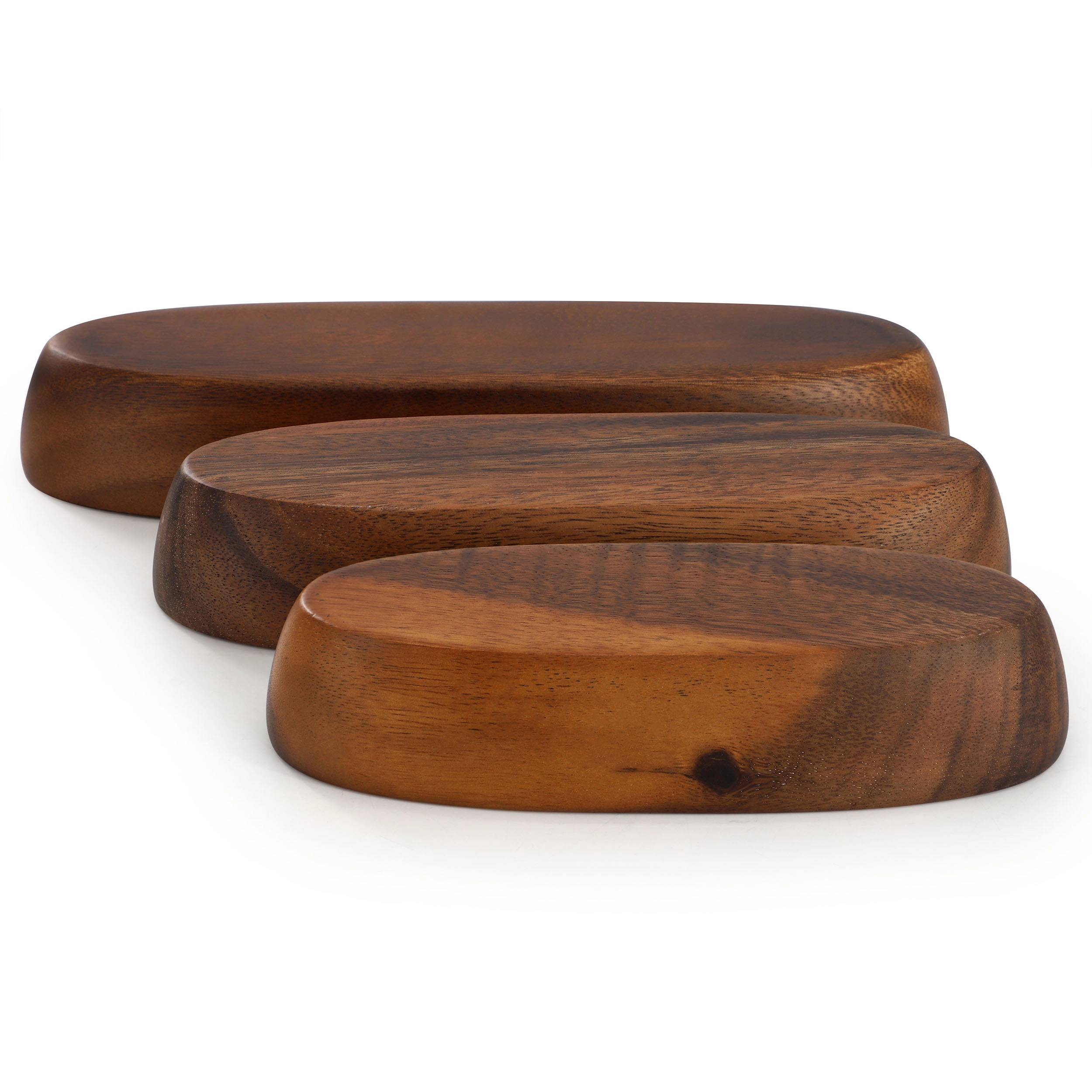 MegaChef 3 Piece Acacia Wood Oval Serving Bowls in Assorted Sizes