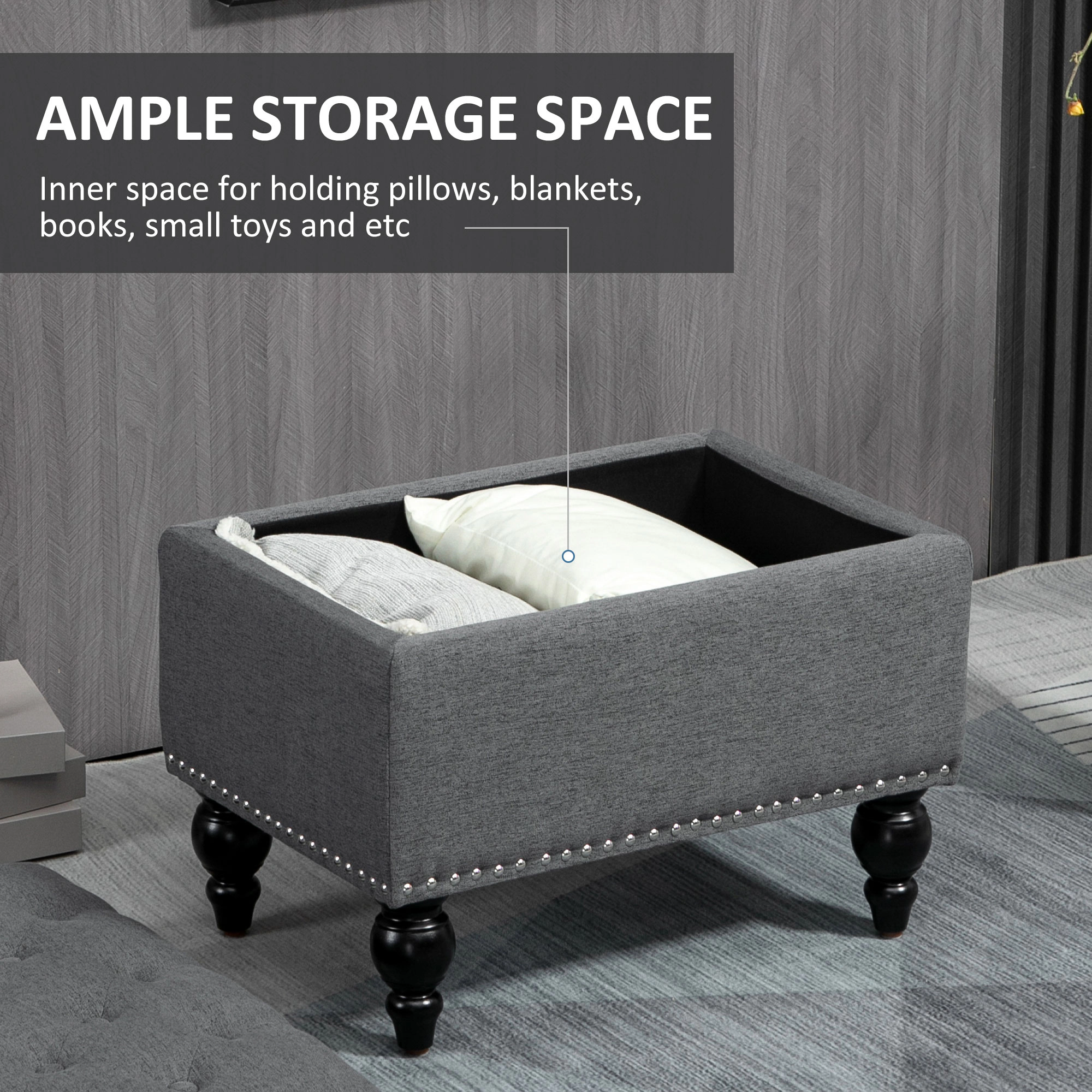 Hivvago 25 Inch Storage Ottoman With Lift-Off Lid