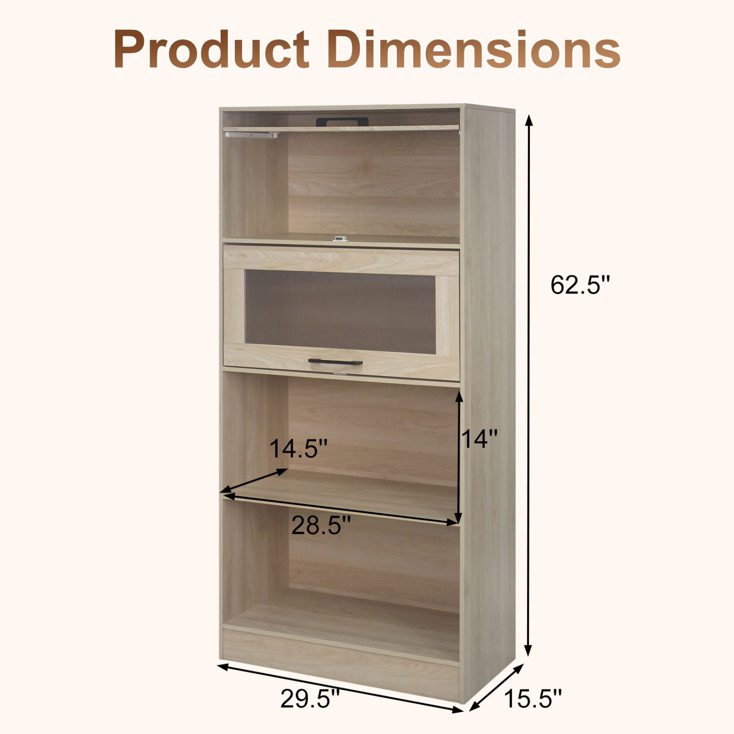 Hivvago 4-Tier Bookshelf with Storage Cabinets and Open Compartments
