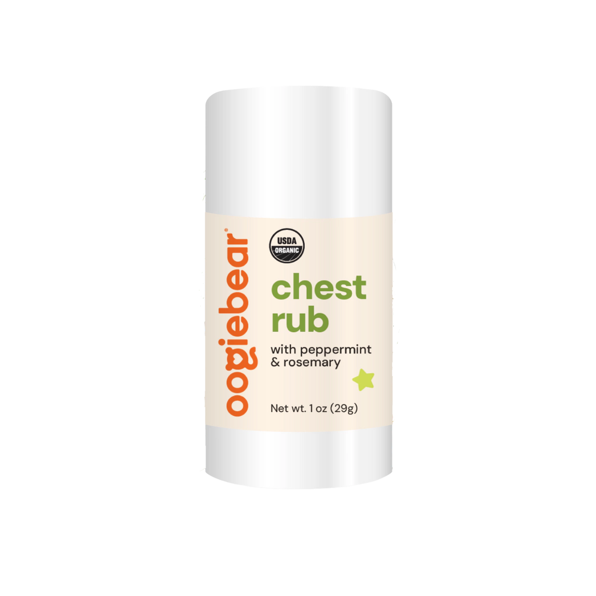oogiebear Organic Chest Rub Balm 1 oz - Peppermint Rosemary, USDA Organic