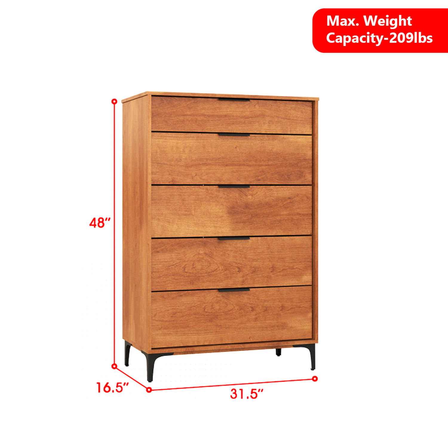 Hivvago Multi-Functional 5-Drawer Chest for Home Organization