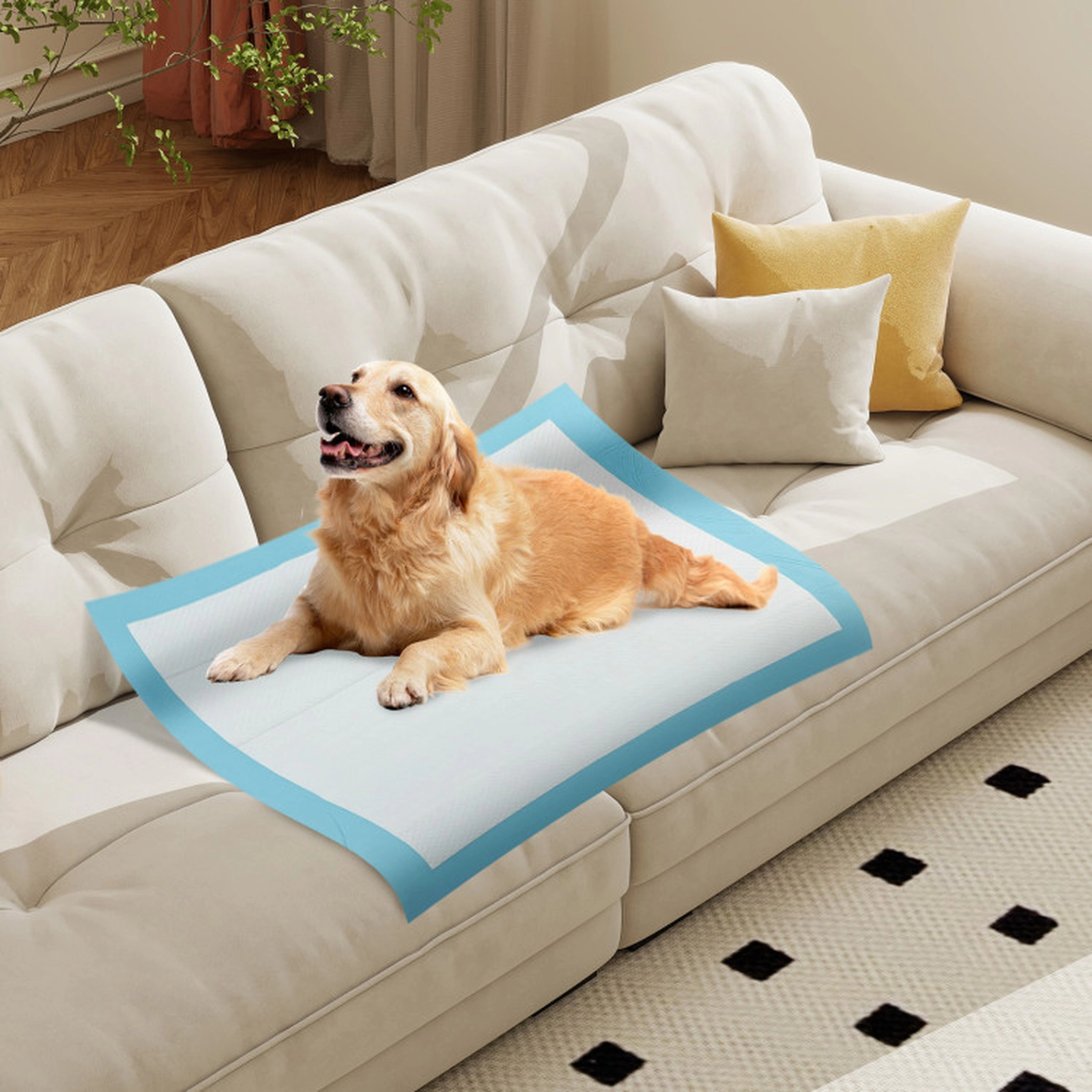 SUGIFT Blue Disposable Dog Pee Pads with 6-Layer Absorbent Core and PE Backing 36-in W 36-in D 100 Count Pack