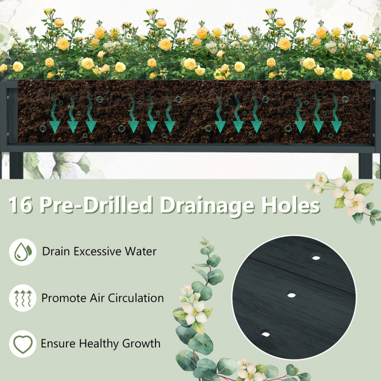Hivvago Poly Wood Elevated Planter Box with Legs Storage Shelf Drainage Holes