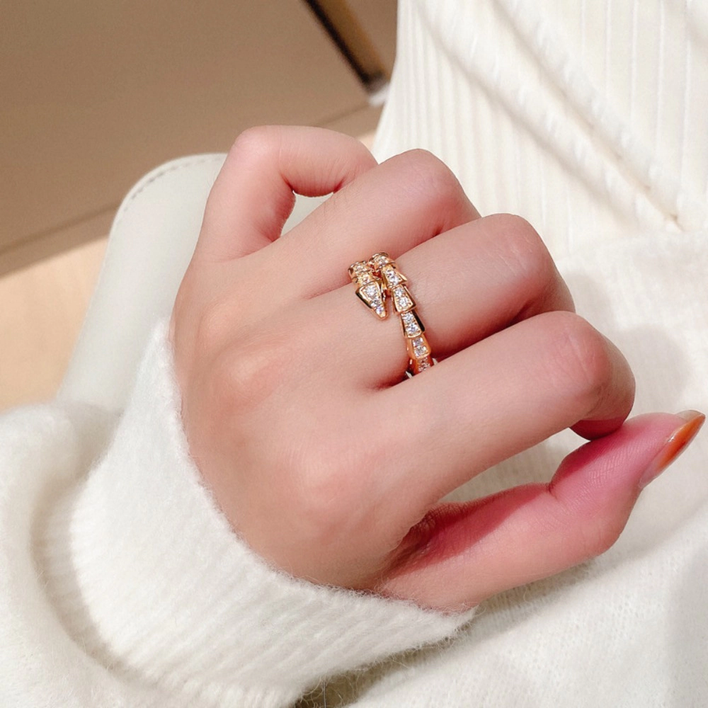 Wardrobe Whimsy Serpenti‑Style Pave Cubic Zirconia Snake Band Ring