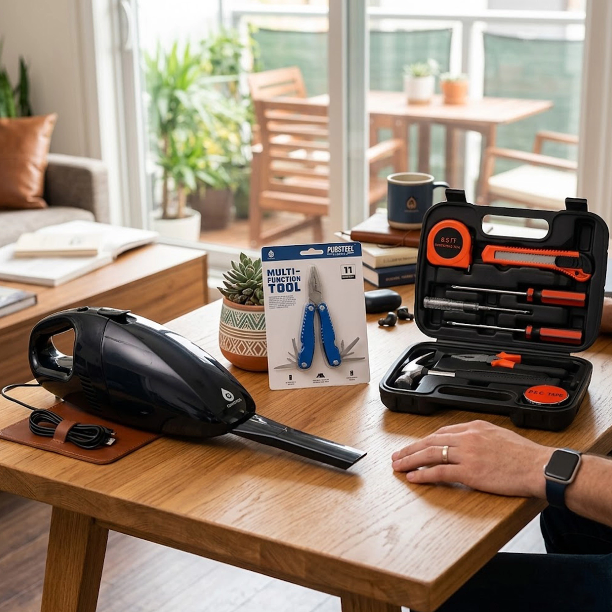 Pursonic Unisex Car Care & DIY Tool Essentials Car Vacuum, Tool Kit & Multifunction Tool Bundle