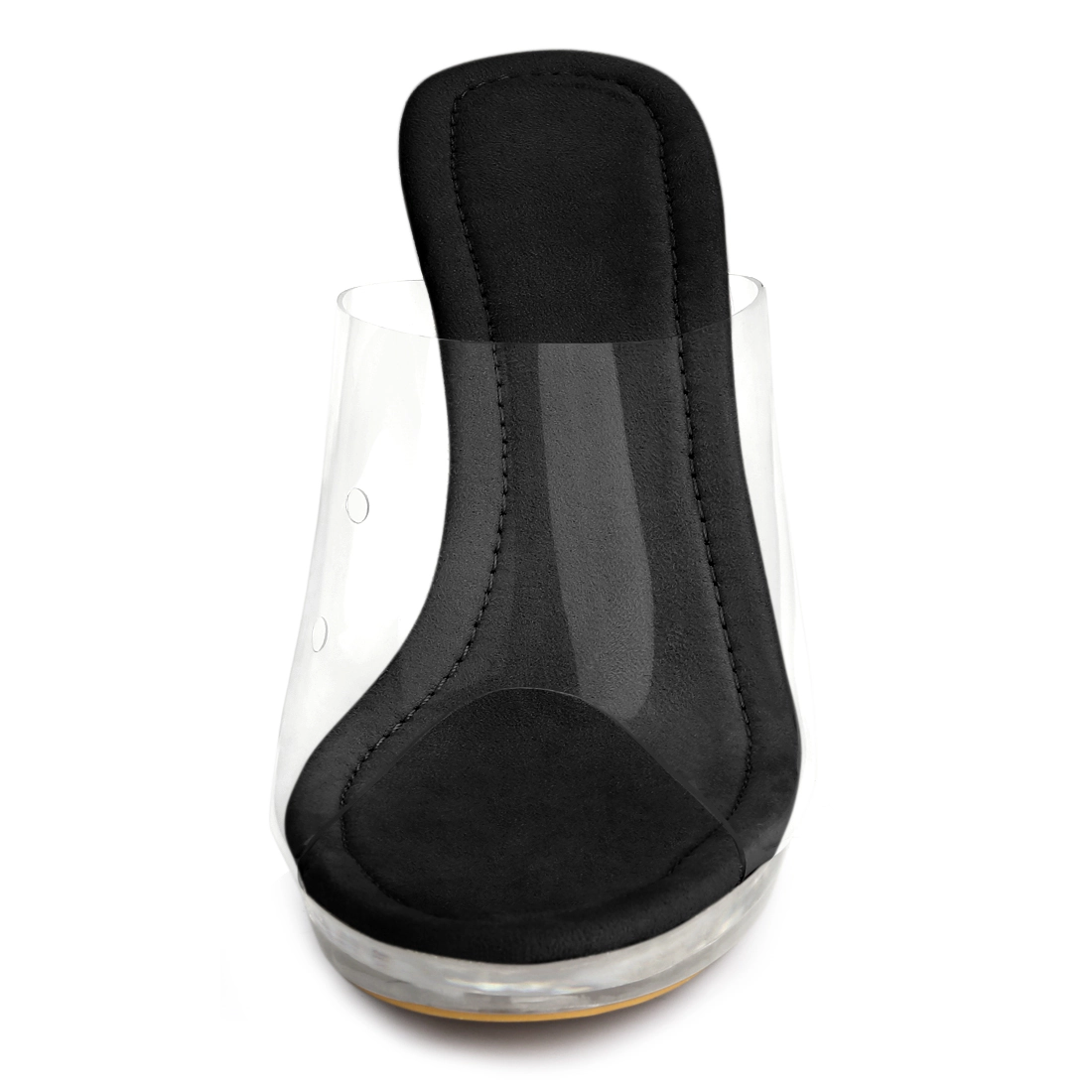 BLISSFUL STEP Women's Clear Heel Platform Open Toe Chunky Heels Sandals