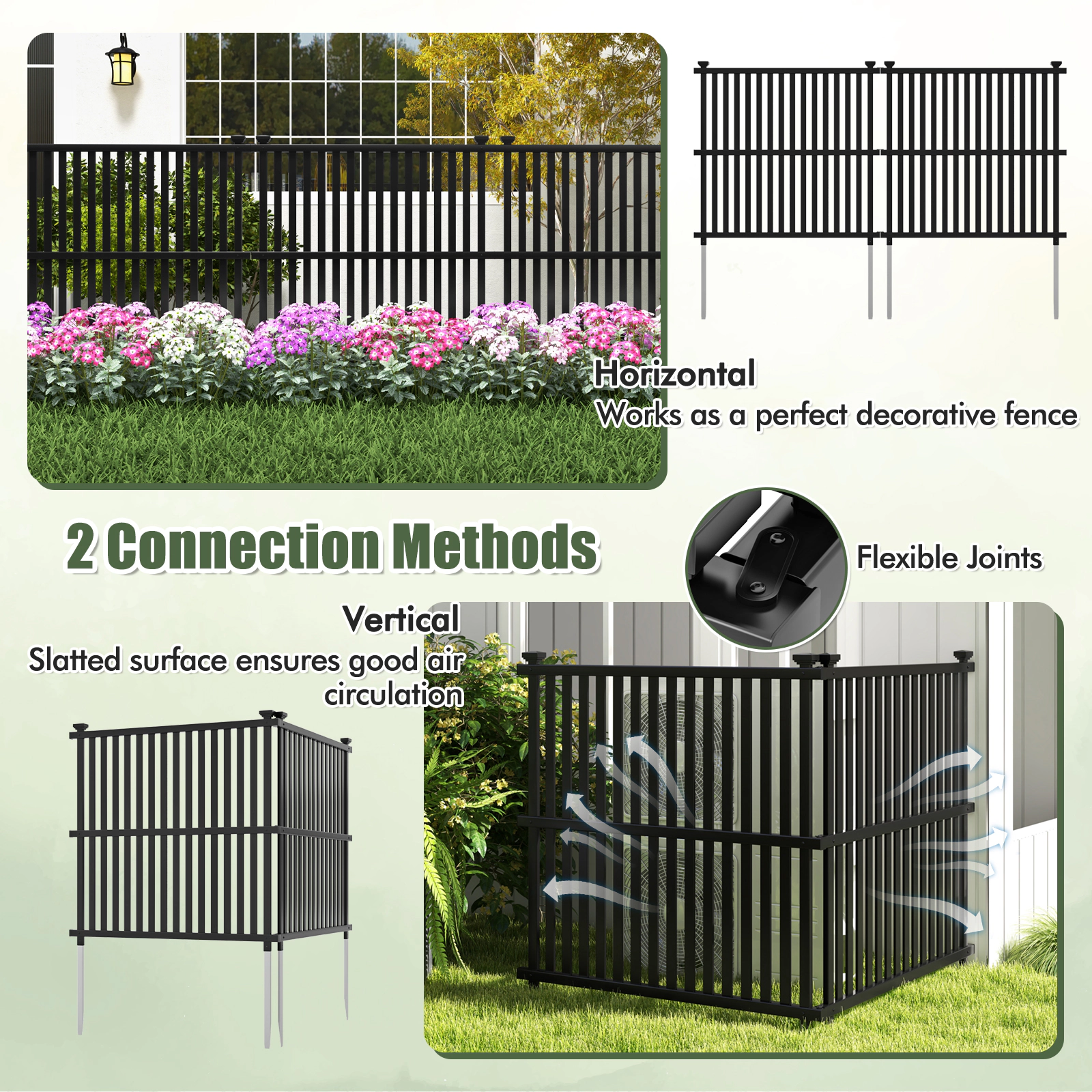 SUGIFT Air Conditioner Fence Panel with Metal Ground Stakes 55-in Tall Garden Trellis Enclosure White