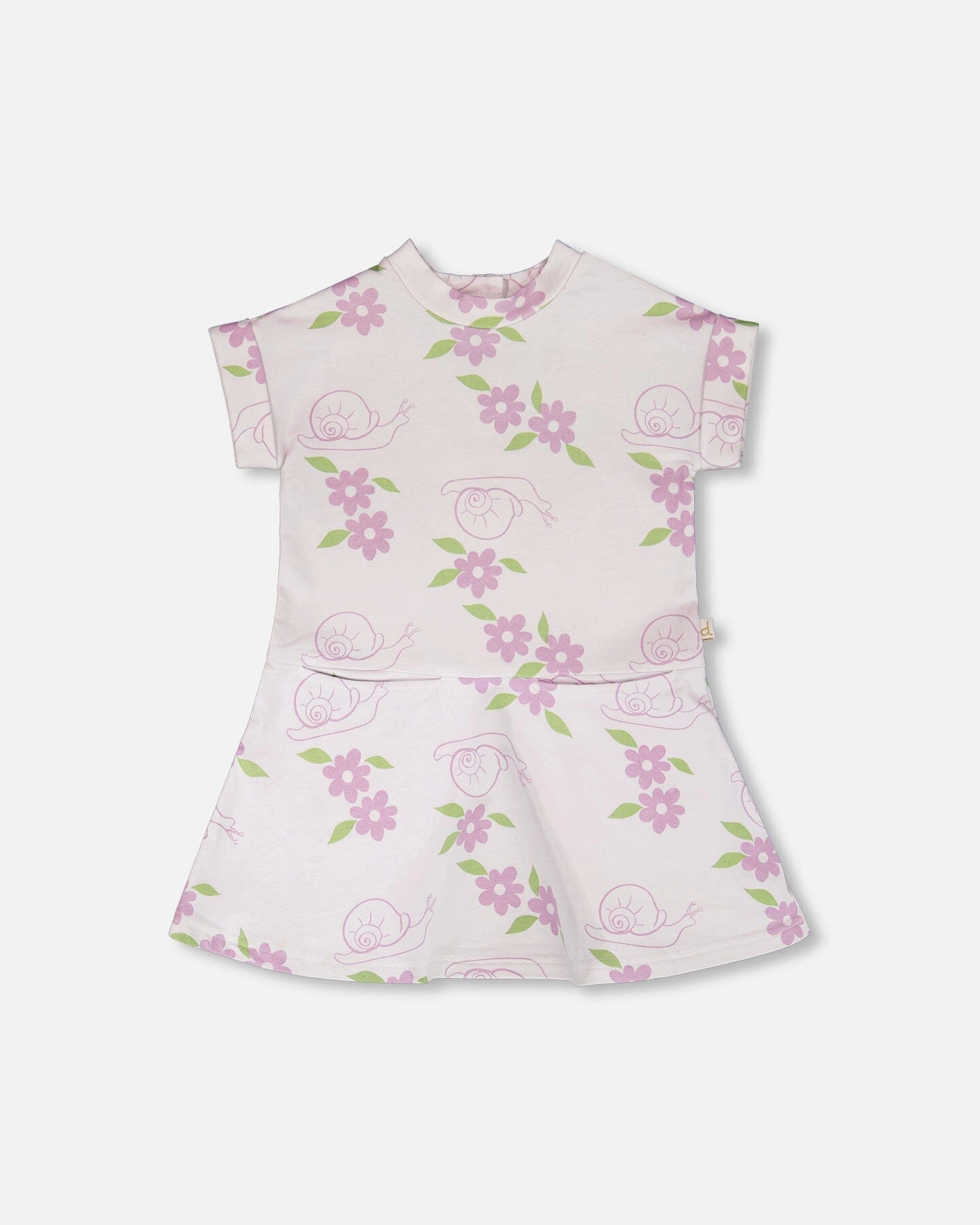 Deux par Deux Girls French Terry Dress Snails Print