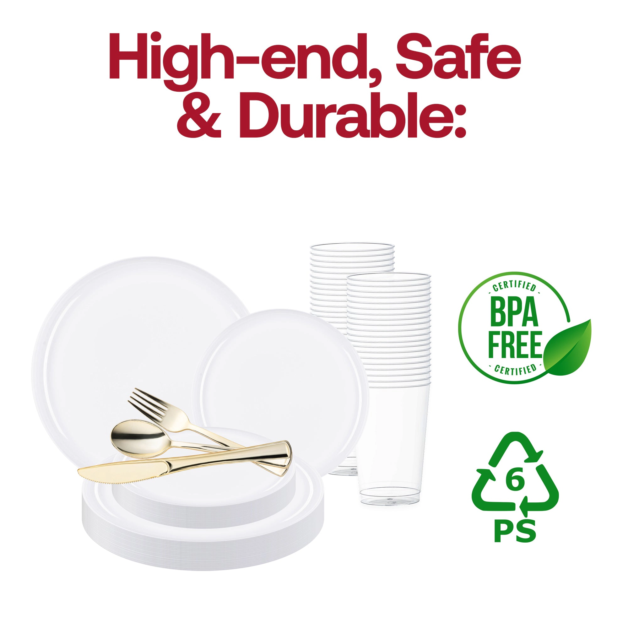 Smarty Had A Party White Flat Round Disposable Plastic Wedding Value Set