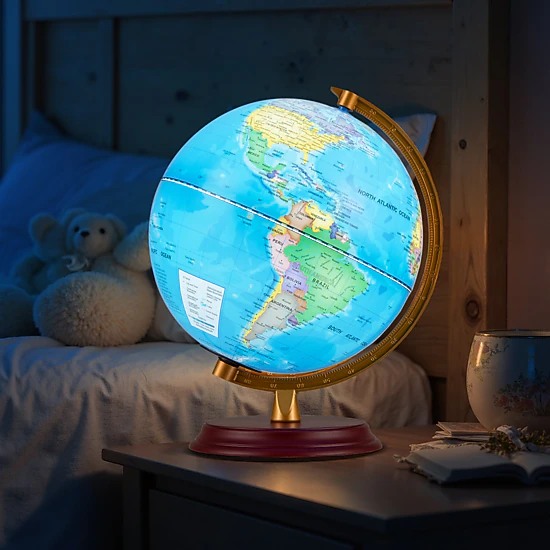 globe × 10Culture for ADAM DEPARTURES SUGIFT Kids LED Illuminated HD Map Wooden Base Night Light World
