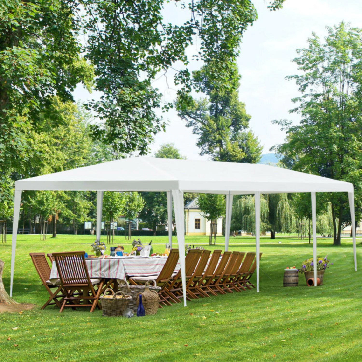 Hivvago 10 x 30 Feet Gazebo Canopy Tent with Connection Stakes and Wind Ropes