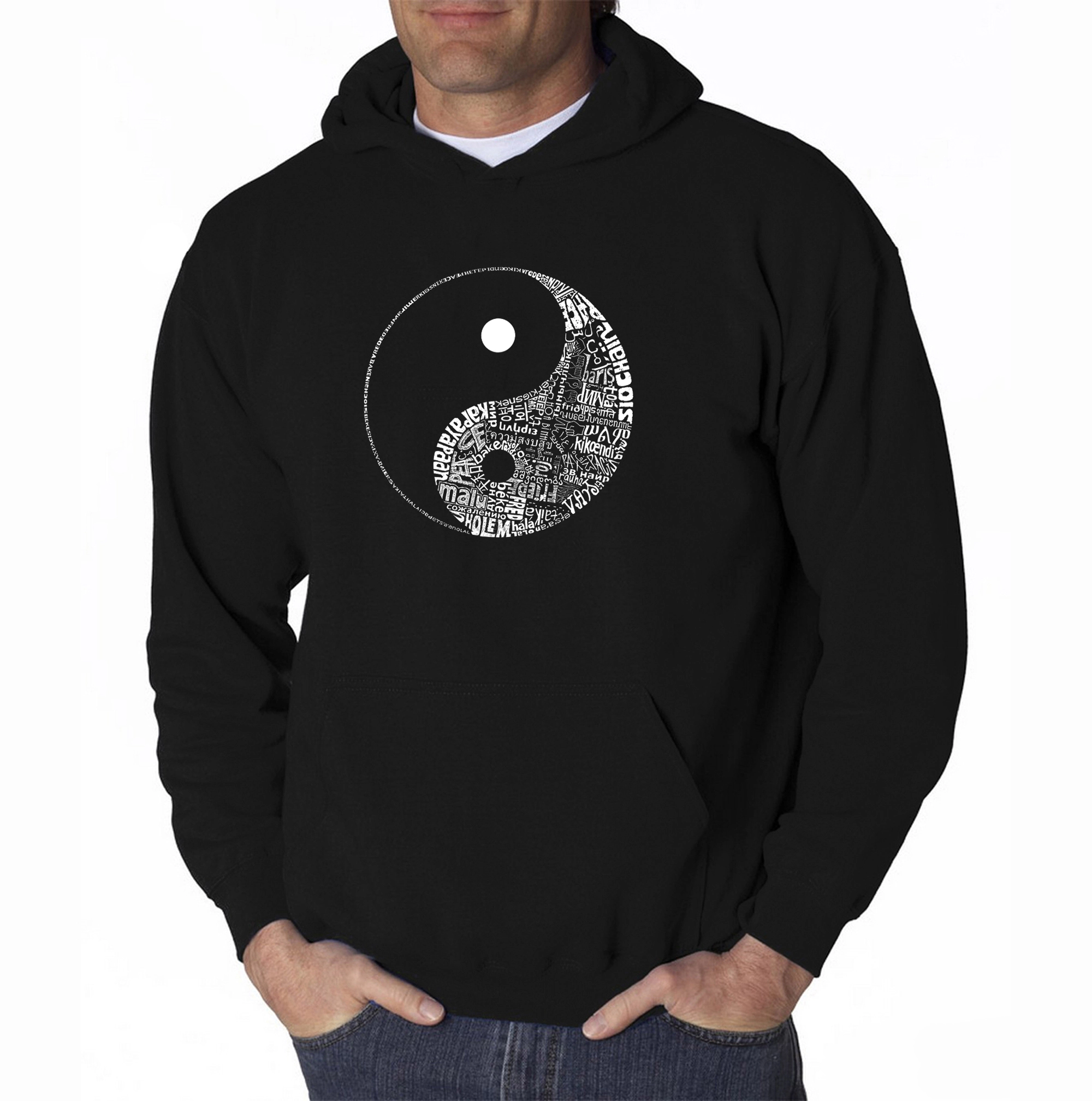 LA Pop Art Yin Yang - Mens Word Hooded Sweatshirt
