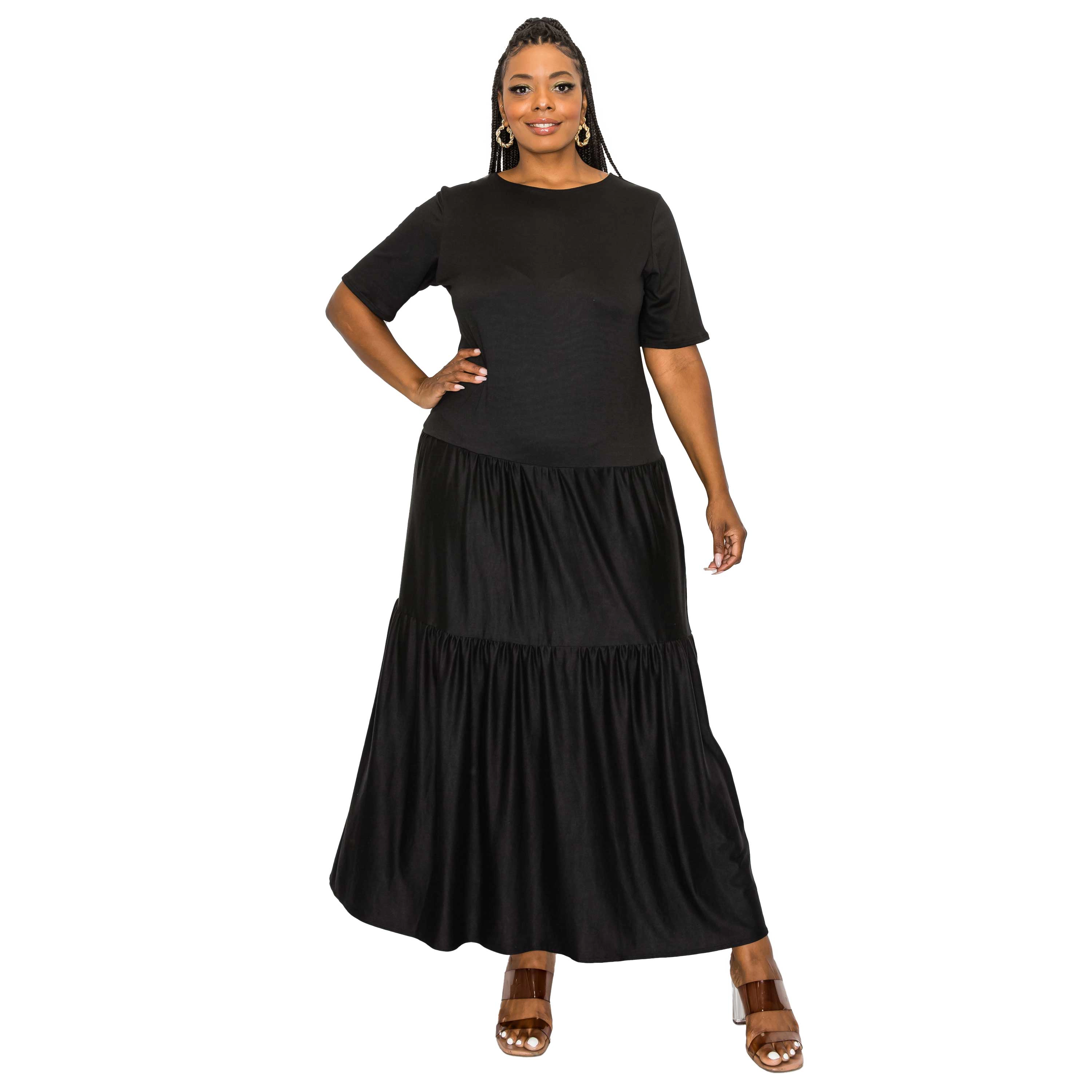 L I V D Women's Plus Jourdan Tiered Maxi Dress
