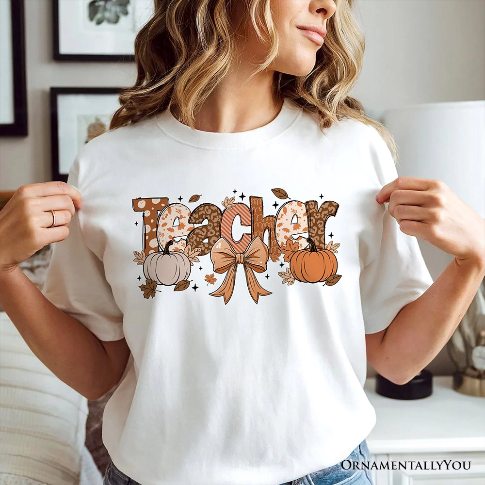 OrnamentallyYou Womens Teacher Coquette Autumn T-Shirt