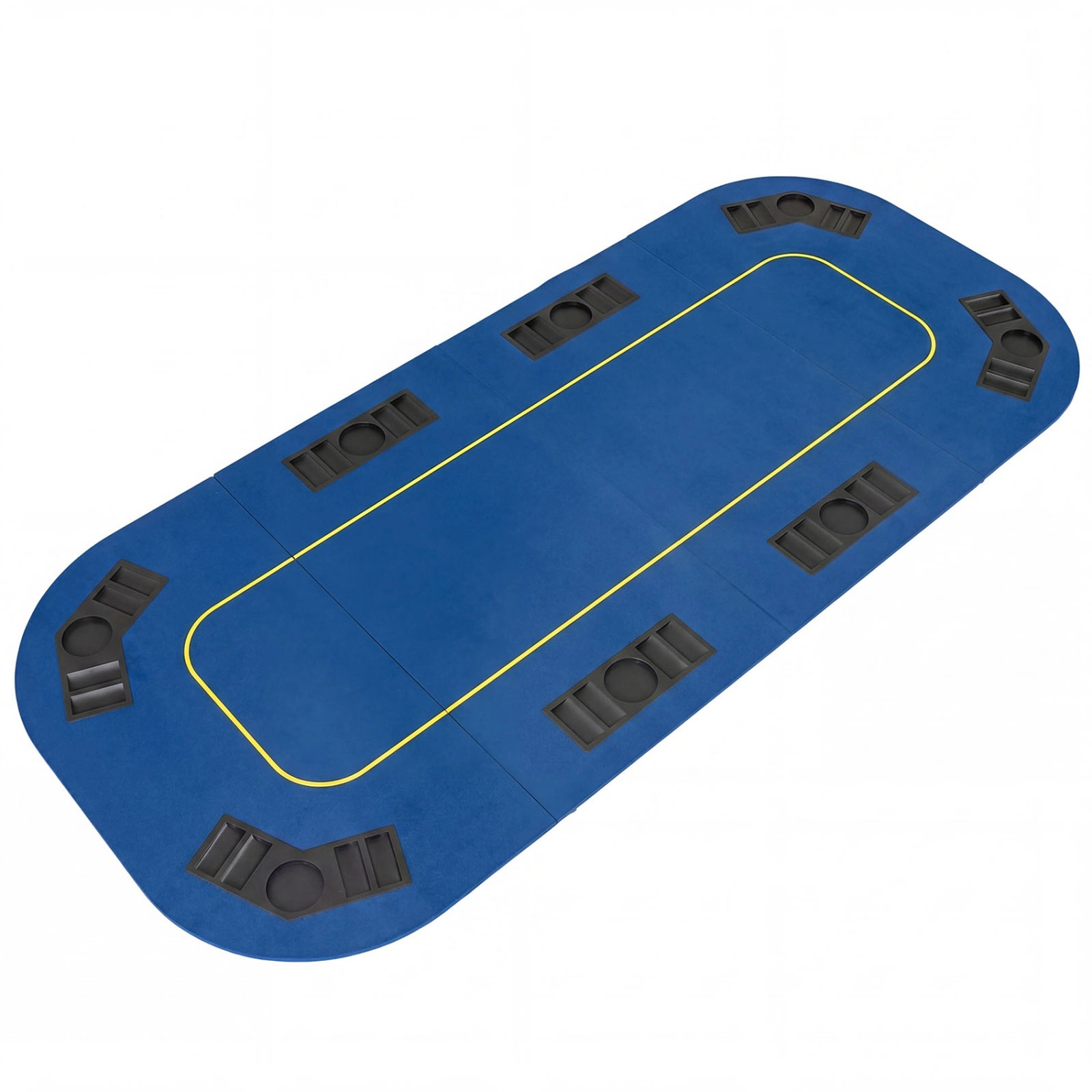 SUGIFT 79-in x 36-in 8-Player Foldable Poker Table Top with Cup Holders and Chip Trays with Carry Bag Blue Green