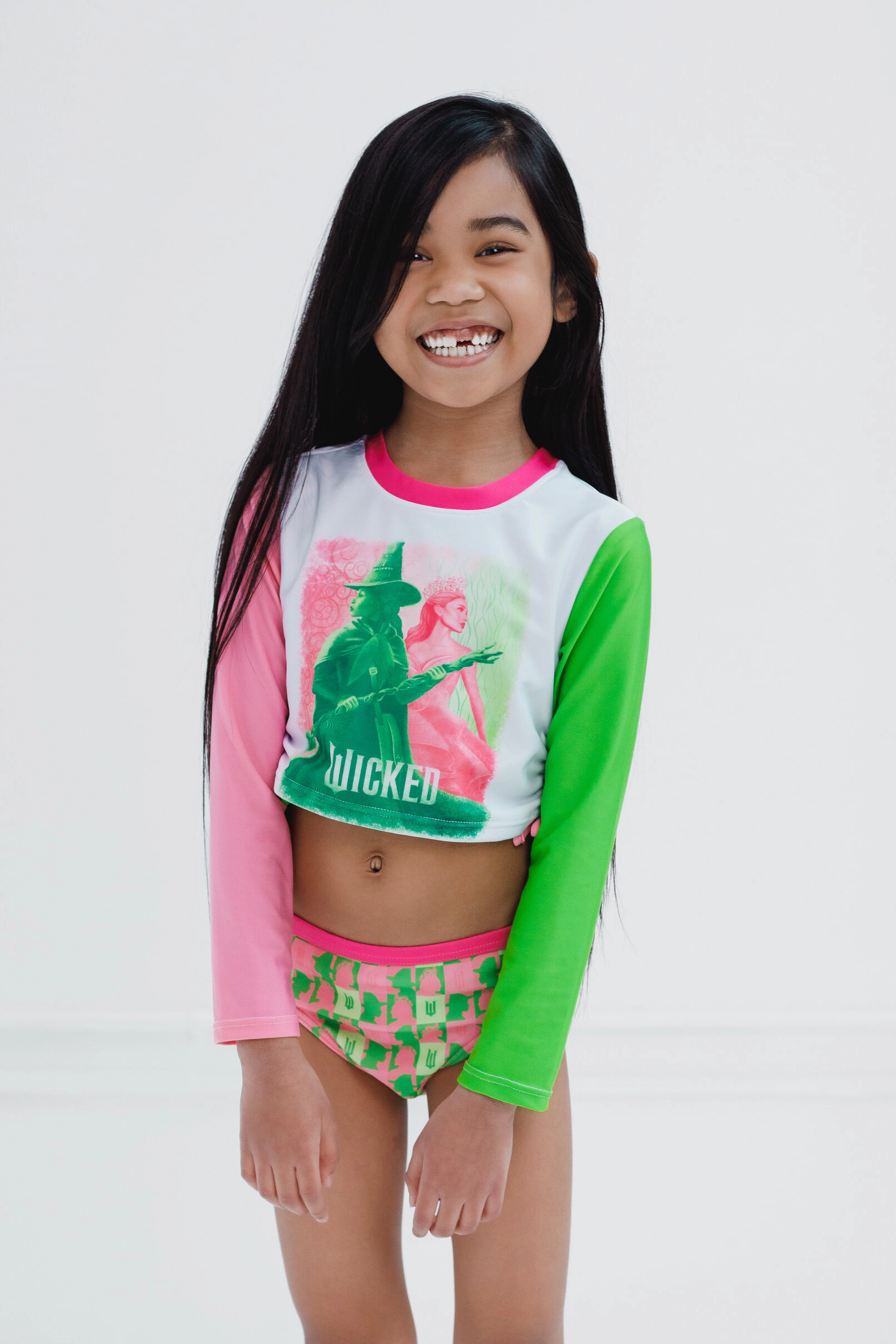 Wicked Girls' Cropped Swimwear Rash Guard and Bikini Set