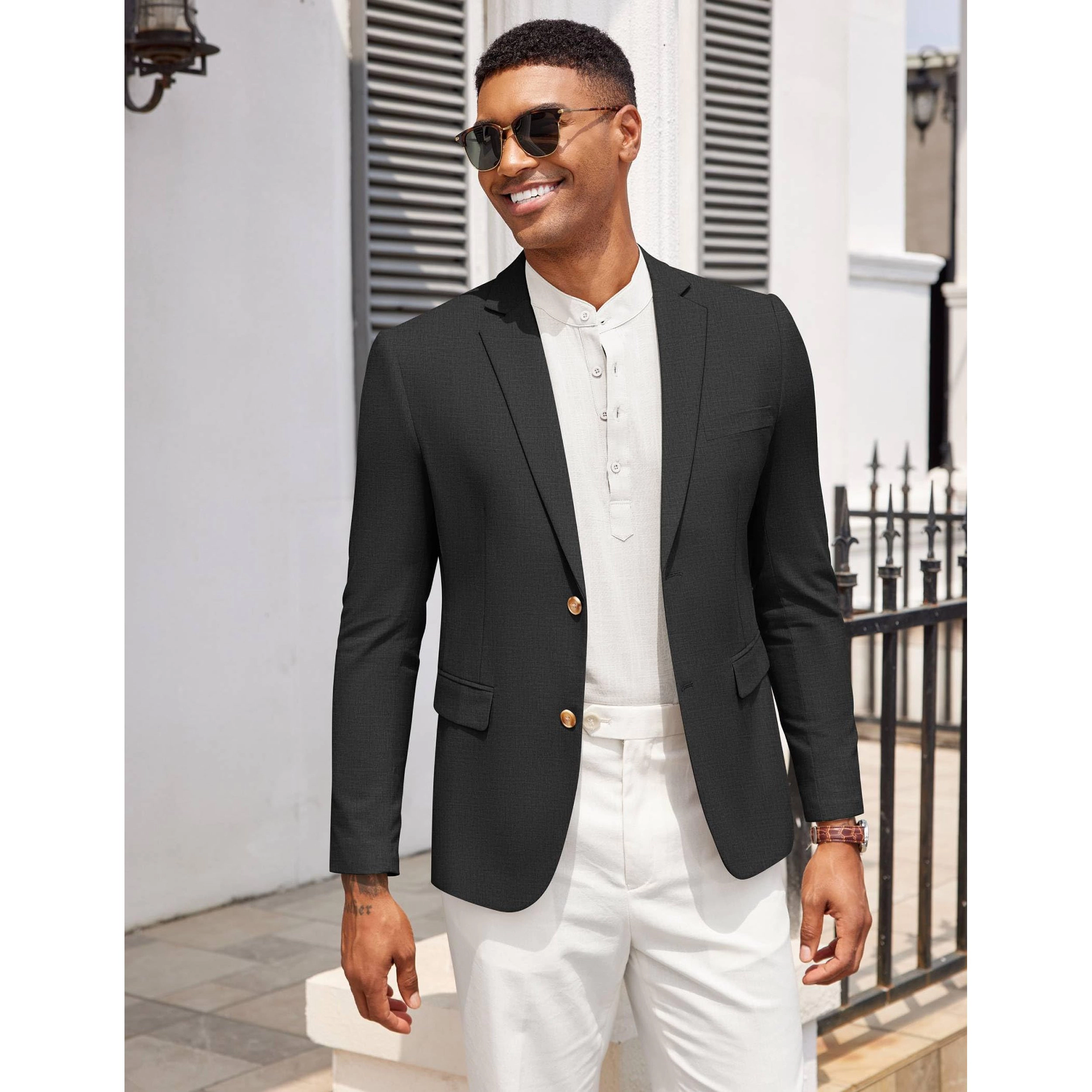 COOFANDY Men's Slim Fit Two Button Notch Lapel Casual Blazer Sport Coat Suit Jacket