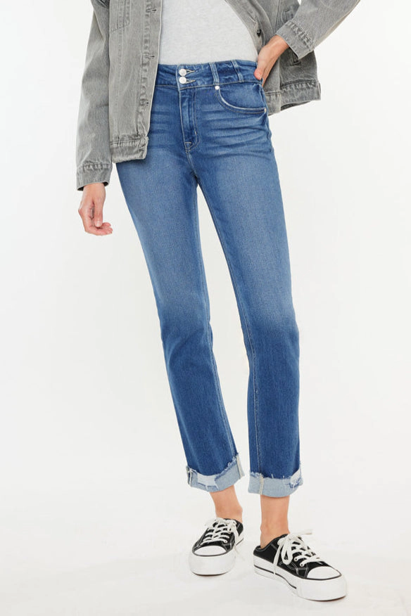 KanCan Women's Plus Essentials High Rise Slim Straight Leg Jeans Esme