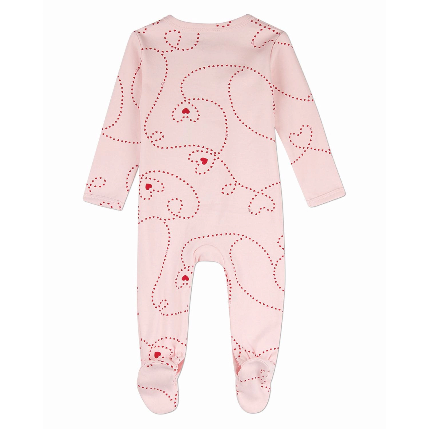 MeMoi Baby Girls "Entangled Hearts" 100% Cotton Front-Snap Footie