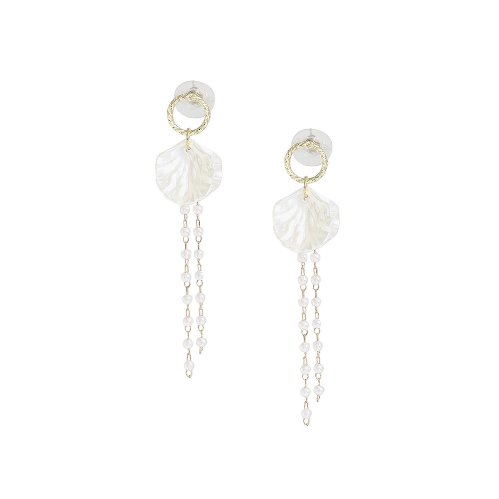 SOHI Women's White Shell Drop Earrings