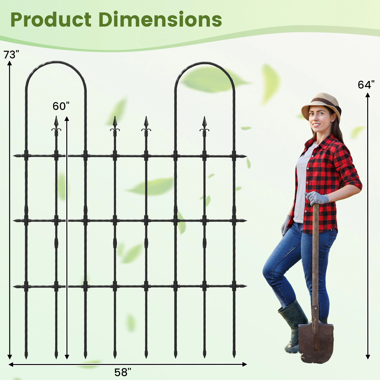 LJG 58 x 73 Inch Outdoor Garden Rose Arch Trellis for Climbing Plants