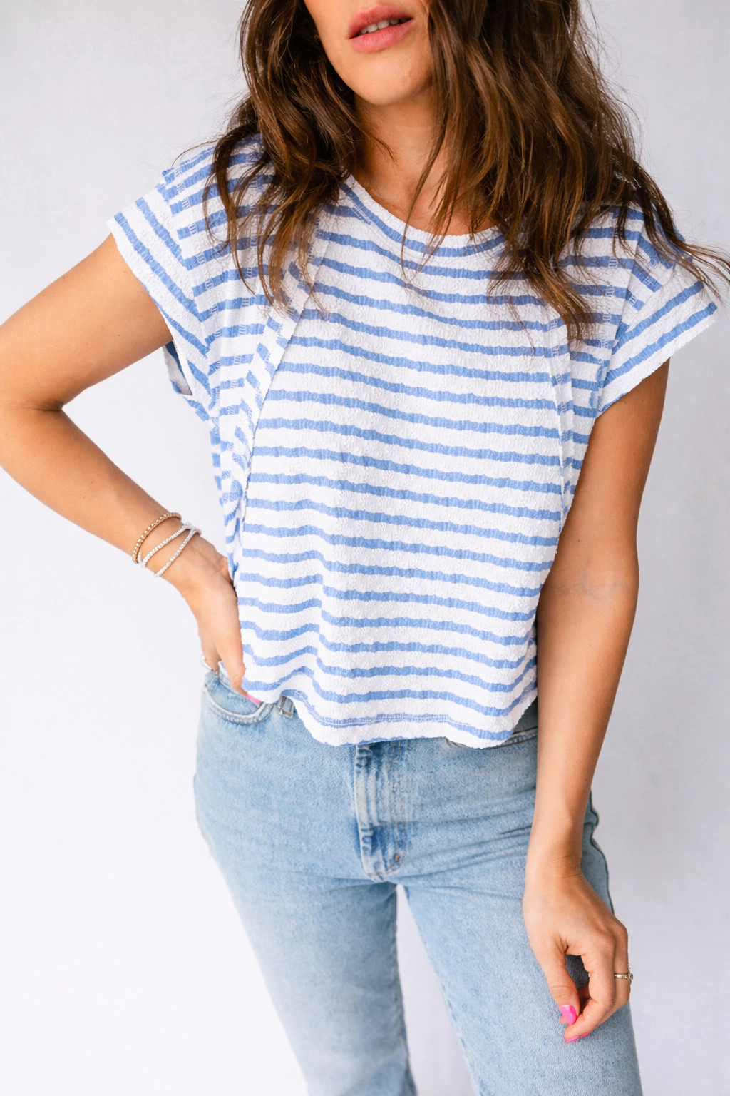 Threaded Pear Women's Maddie Sleeve Patchwork T Shirt