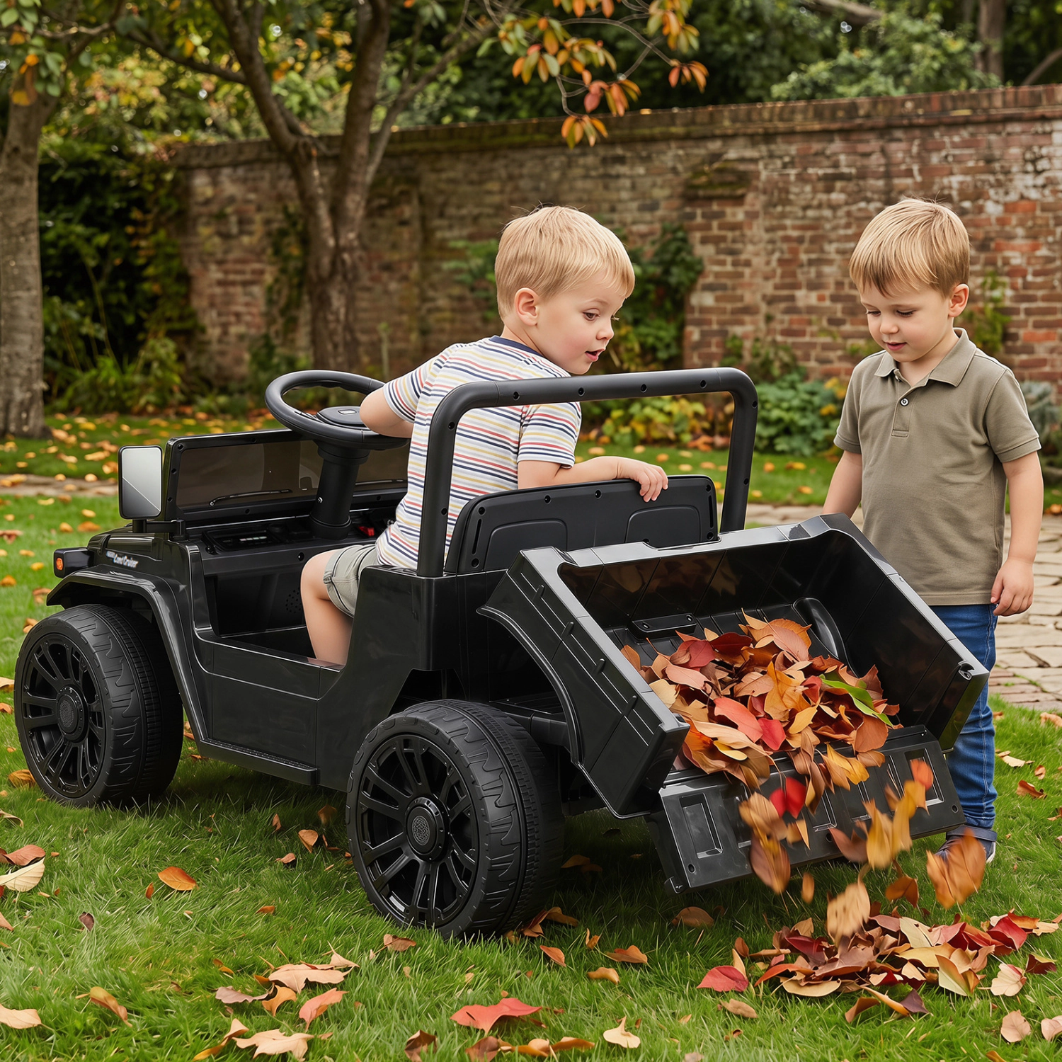 LJG Kids 12V Electric Ride on Truck with Dump Bed and Music Licensed Toyota