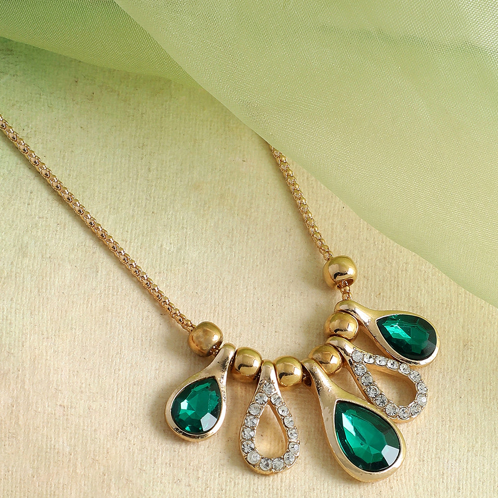SOHI Women's Teardrop-Stone Statement Necklace