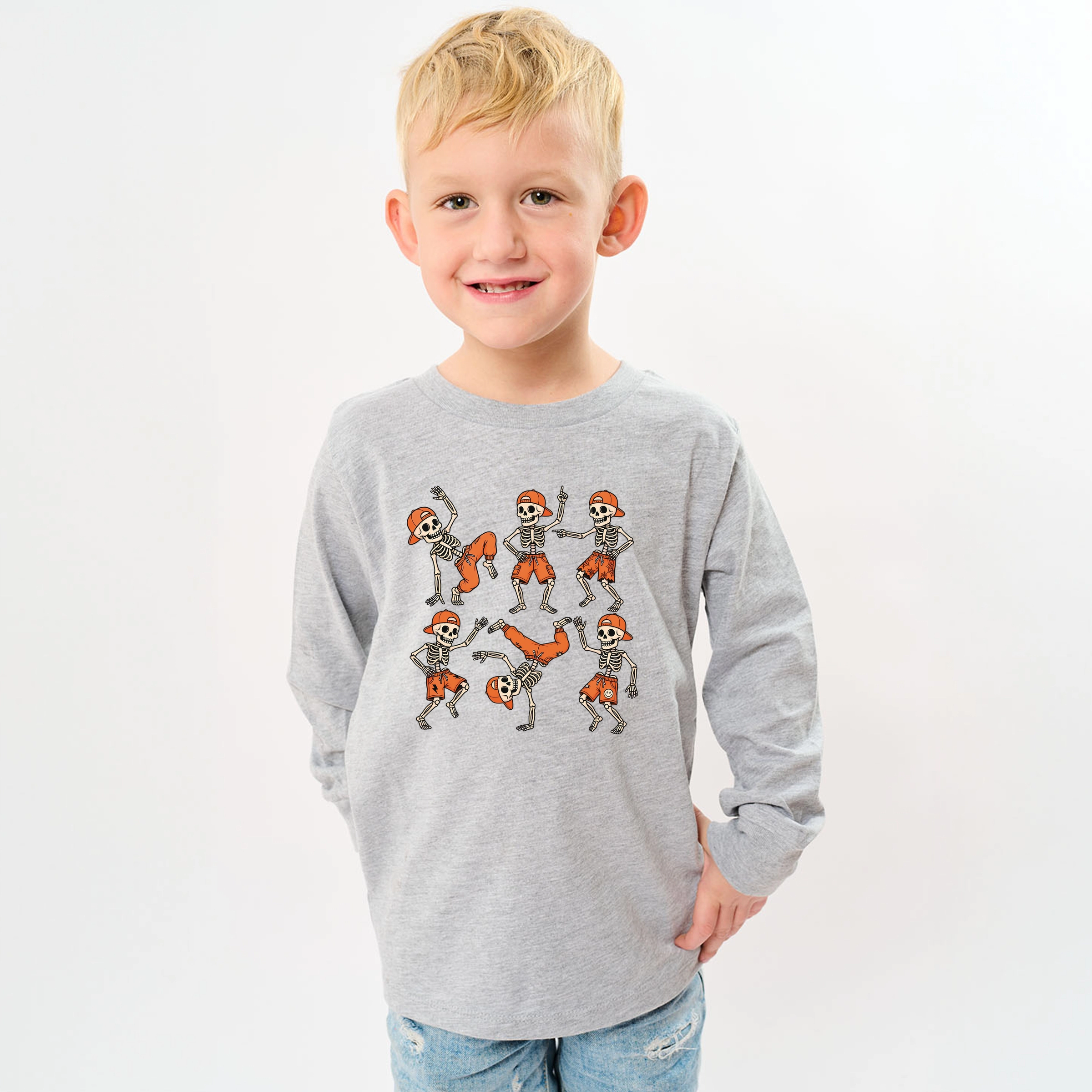 The Juniper Shop - Youth Long Sleeve Graphic T-Shirt Break Dancing Skeletons