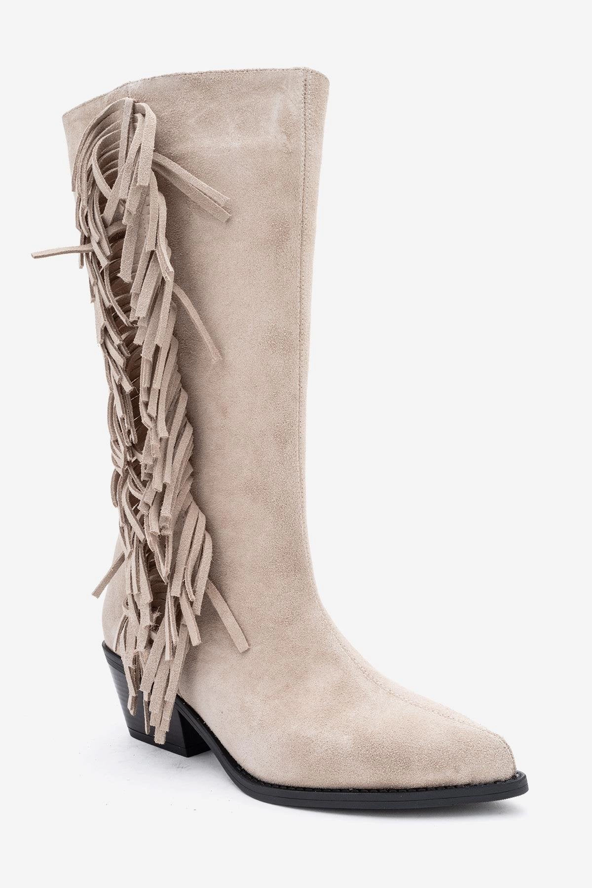 Forever & Always Womens Orlo Leather Fringed Western Boots