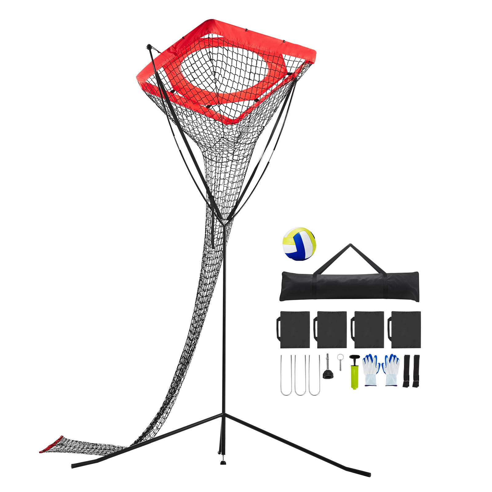 HONGGE Volleyball Setter Training Target Net, Angle & Height Adjustable 7.5-11.5 ft, Portable Trainer with Ball & Pump