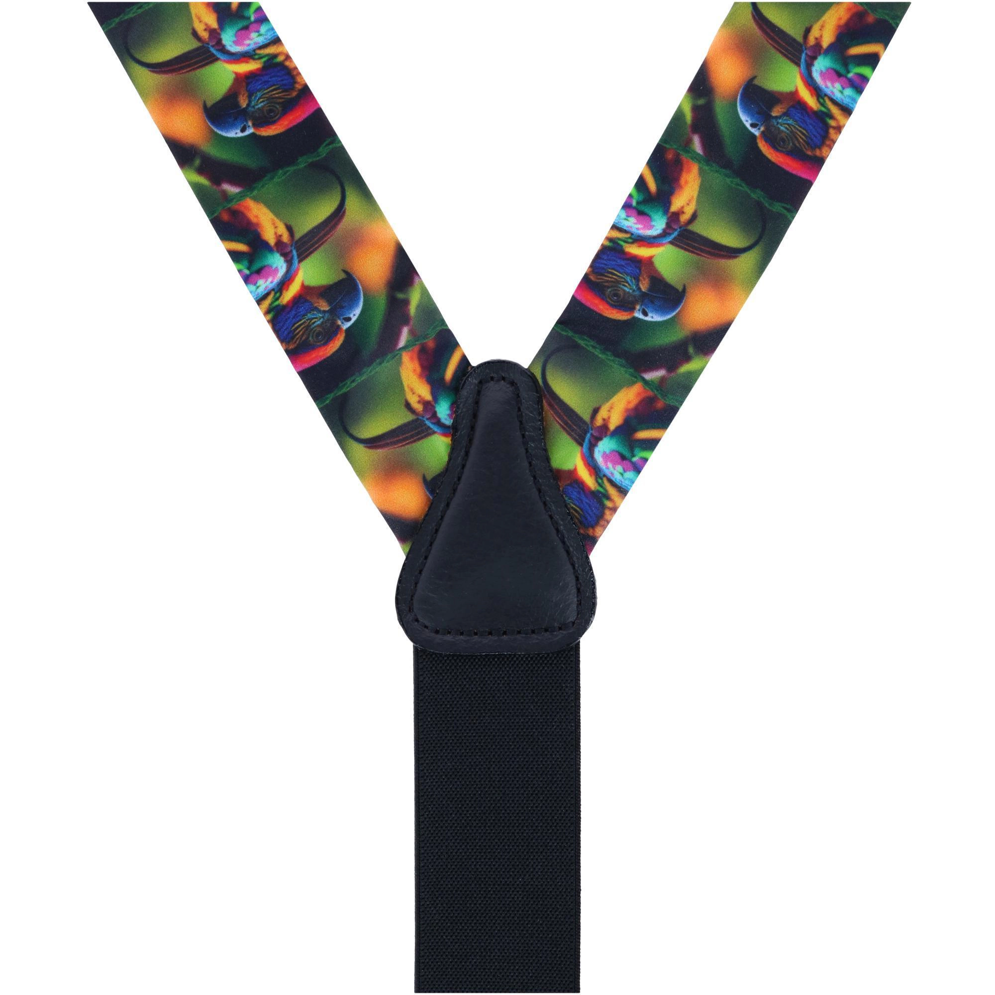 Trafalgar Men's Jungle Parrot Silk Button End Suspenders