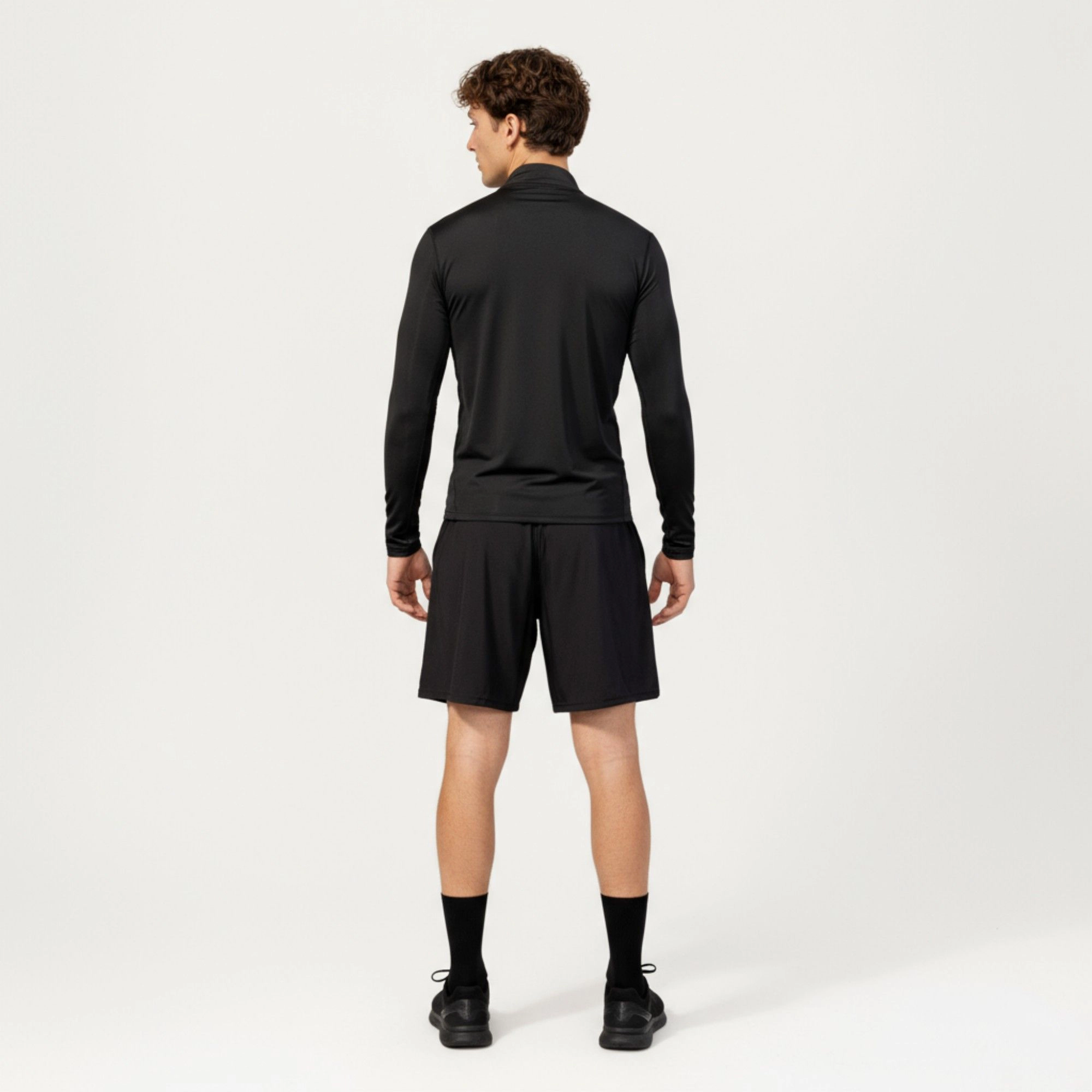 Anna-Kaci Men's Long Sleeve Quarter-Zip Compression Athletic Shirt with Mock Neck and Performance Stretch Fabric